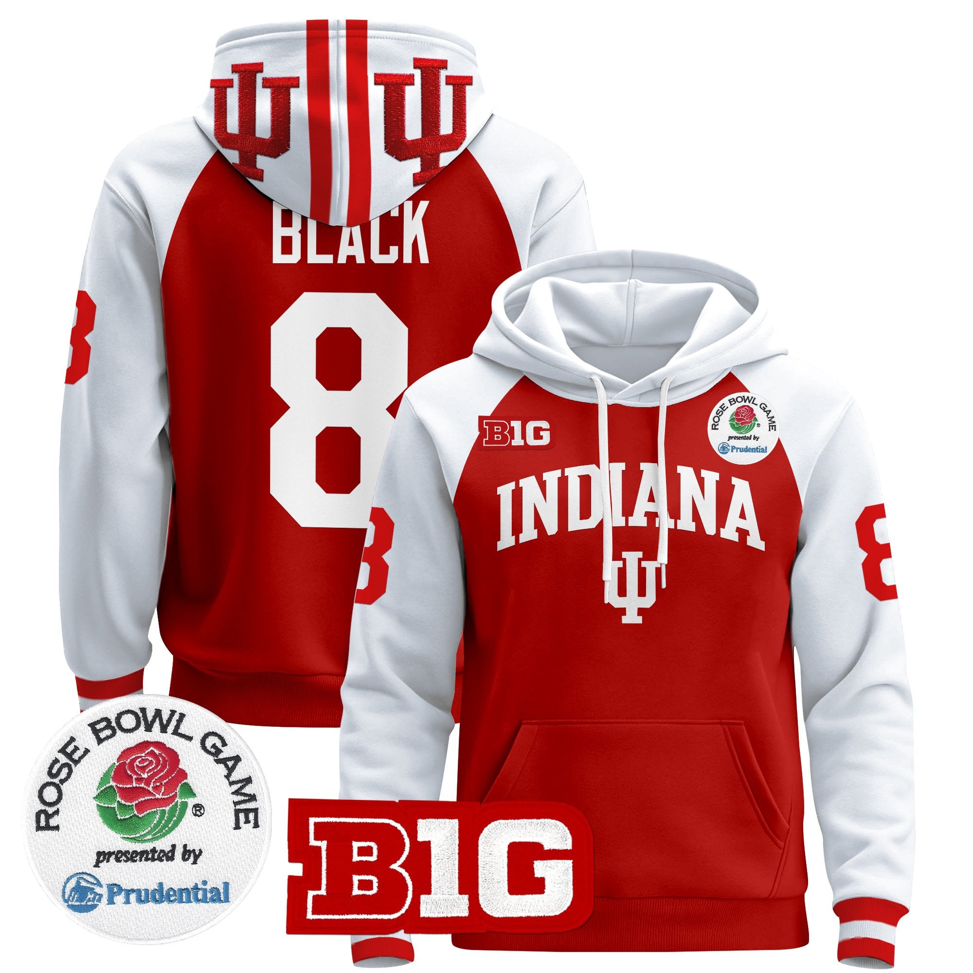 Men's Indiana Hoosiers 2025 Rose Bowl Premium Pullover Hoodie - All Stitched
