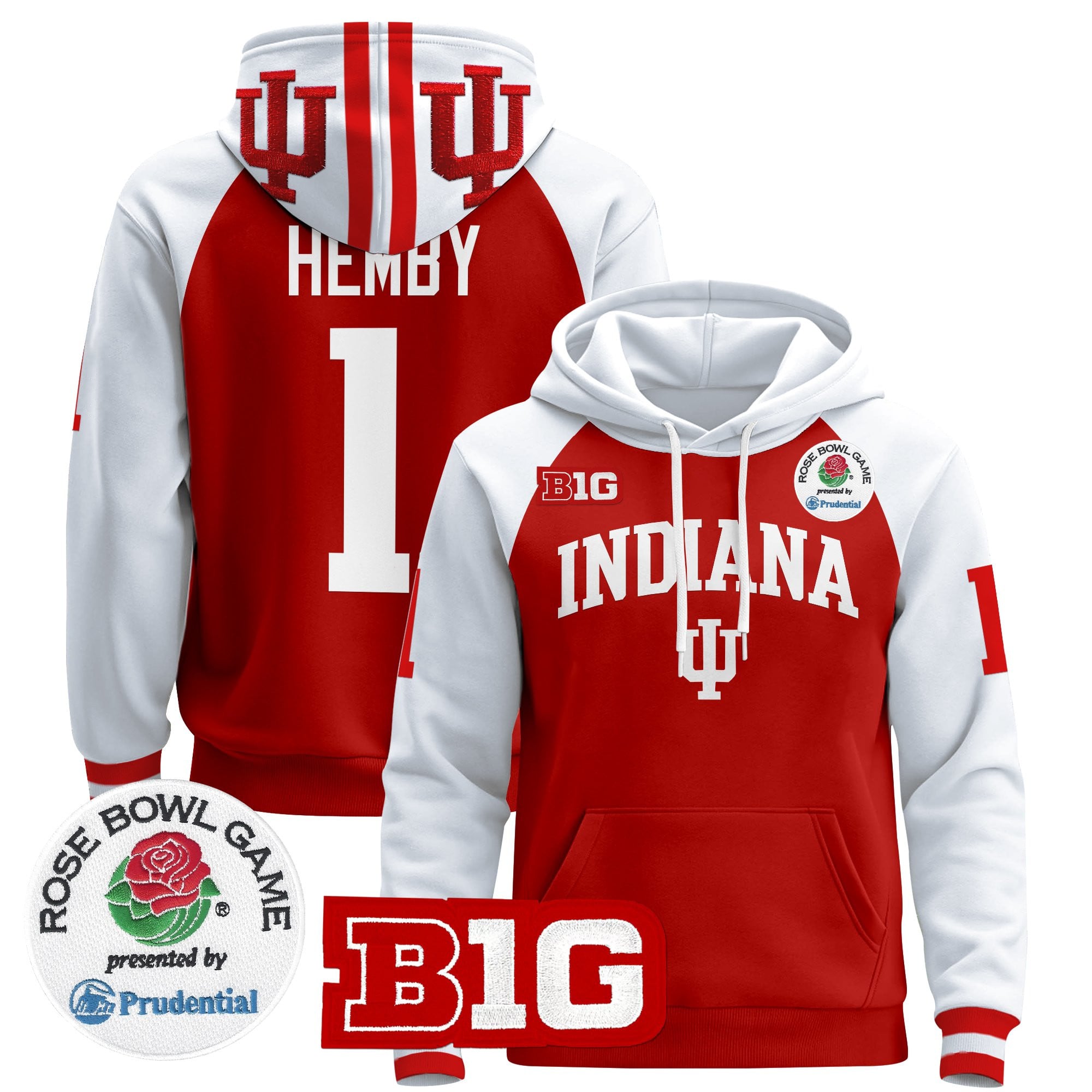 Men's Indiana Hoosiers 2025 Rose Bowl Premium Pullover Hoodie - All Stitched