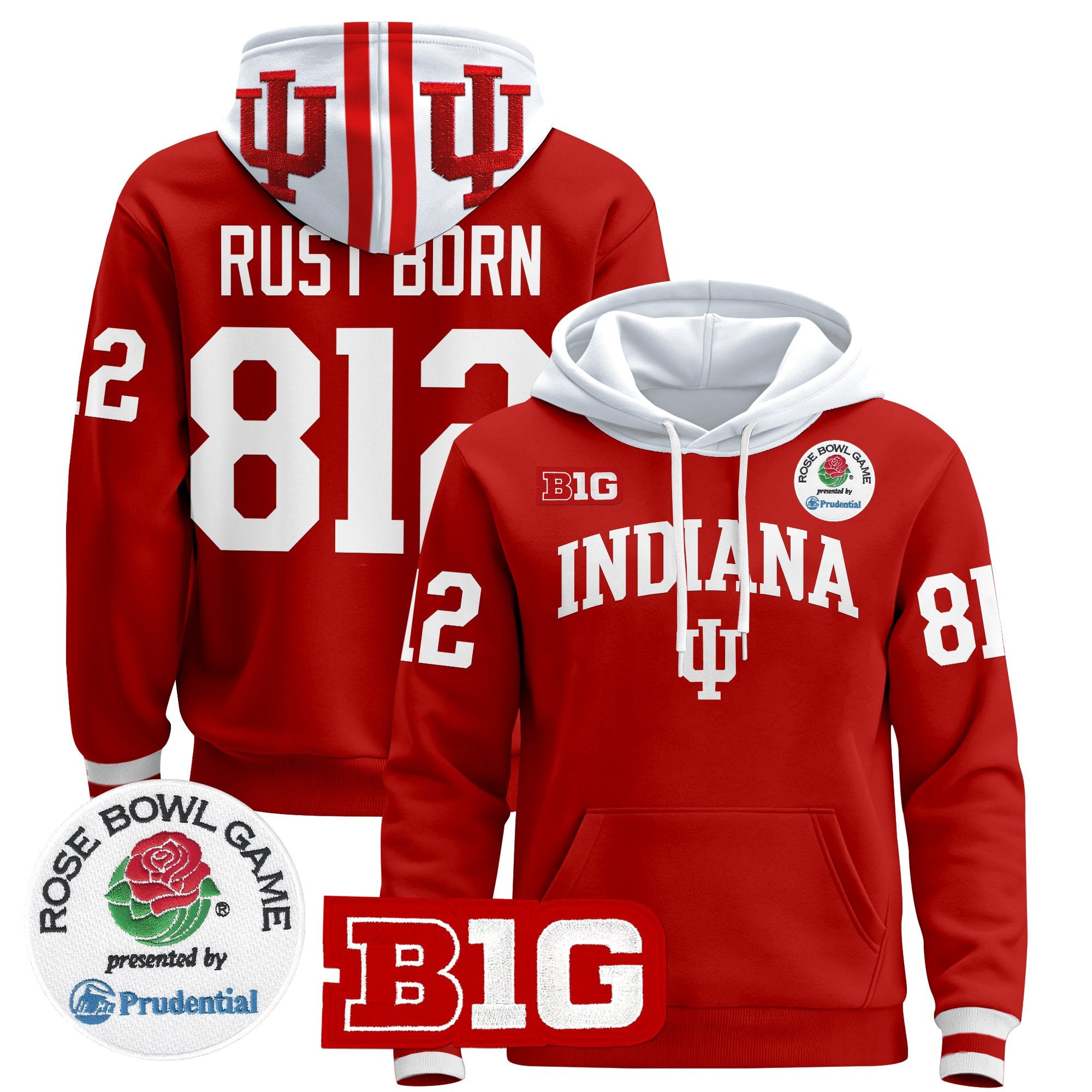 Men's Indiana Hoosiers 2025 Rose Bowl Premium Pullover Hoodie - All Stitched