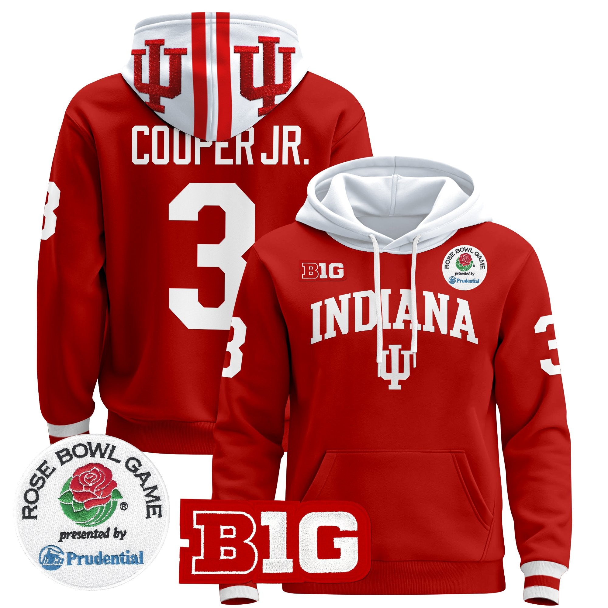 Men's Indiana Hoosiers 2025 Rose Bowl Premium Pullover Hoodie - All Stitched