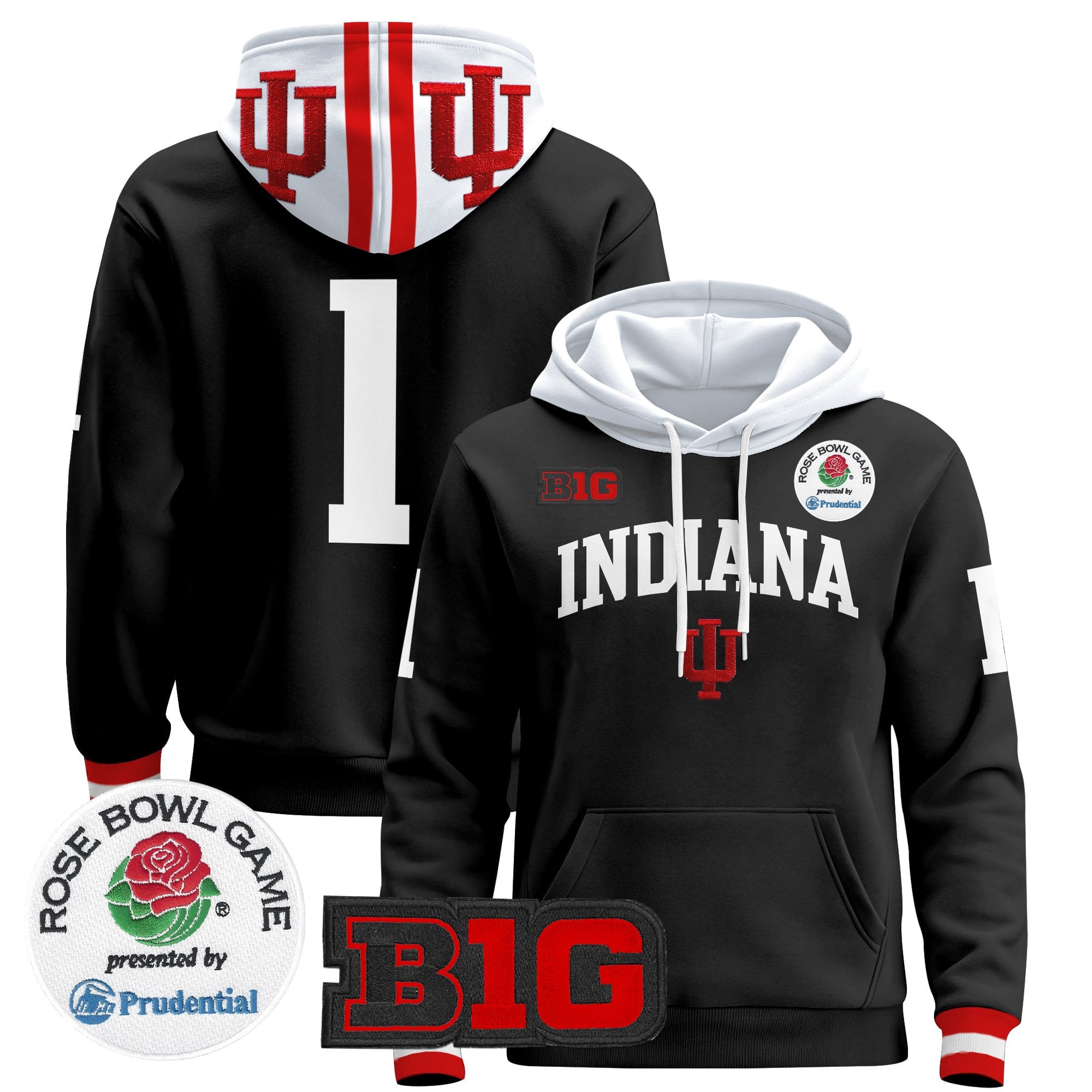 Men's Indiana Hoosiers 2025 Rose Bowl Premium Pullover Hoodie - All Stitched