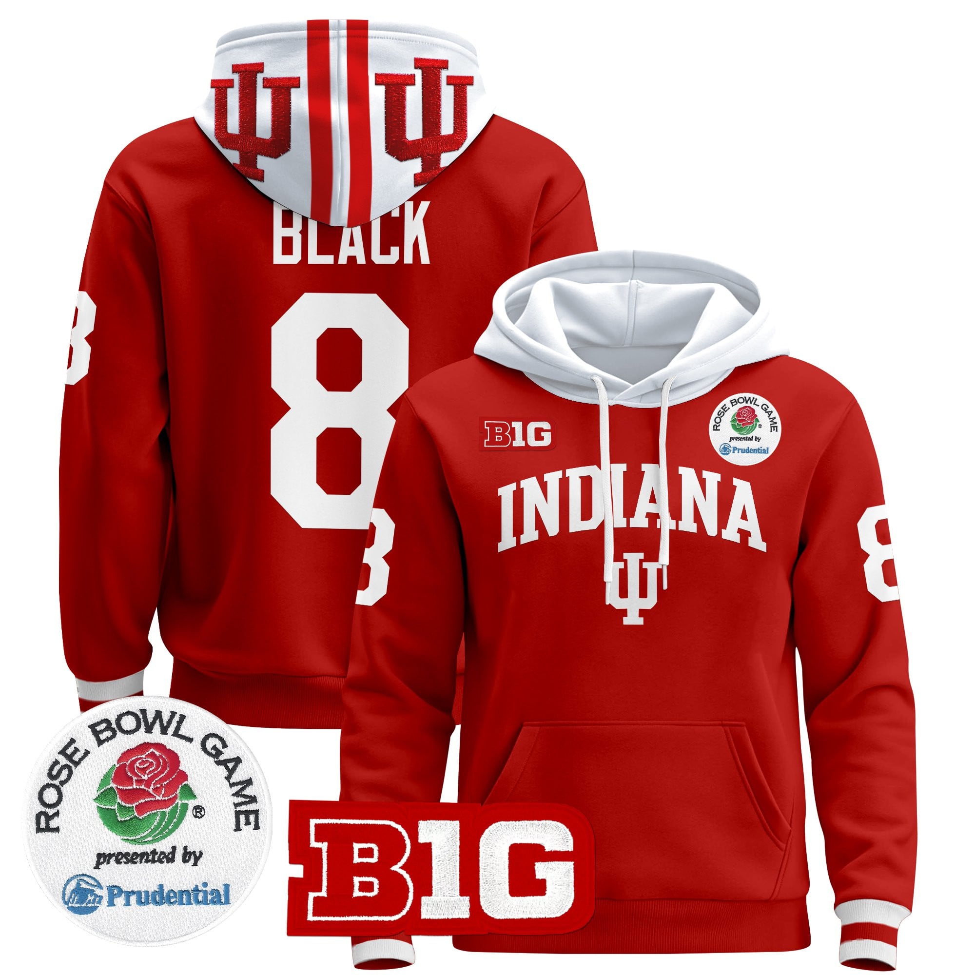 Men's Indiana Hoosiers 2025 Rose Bowl Premium Pullover Hoodie - All Stitched