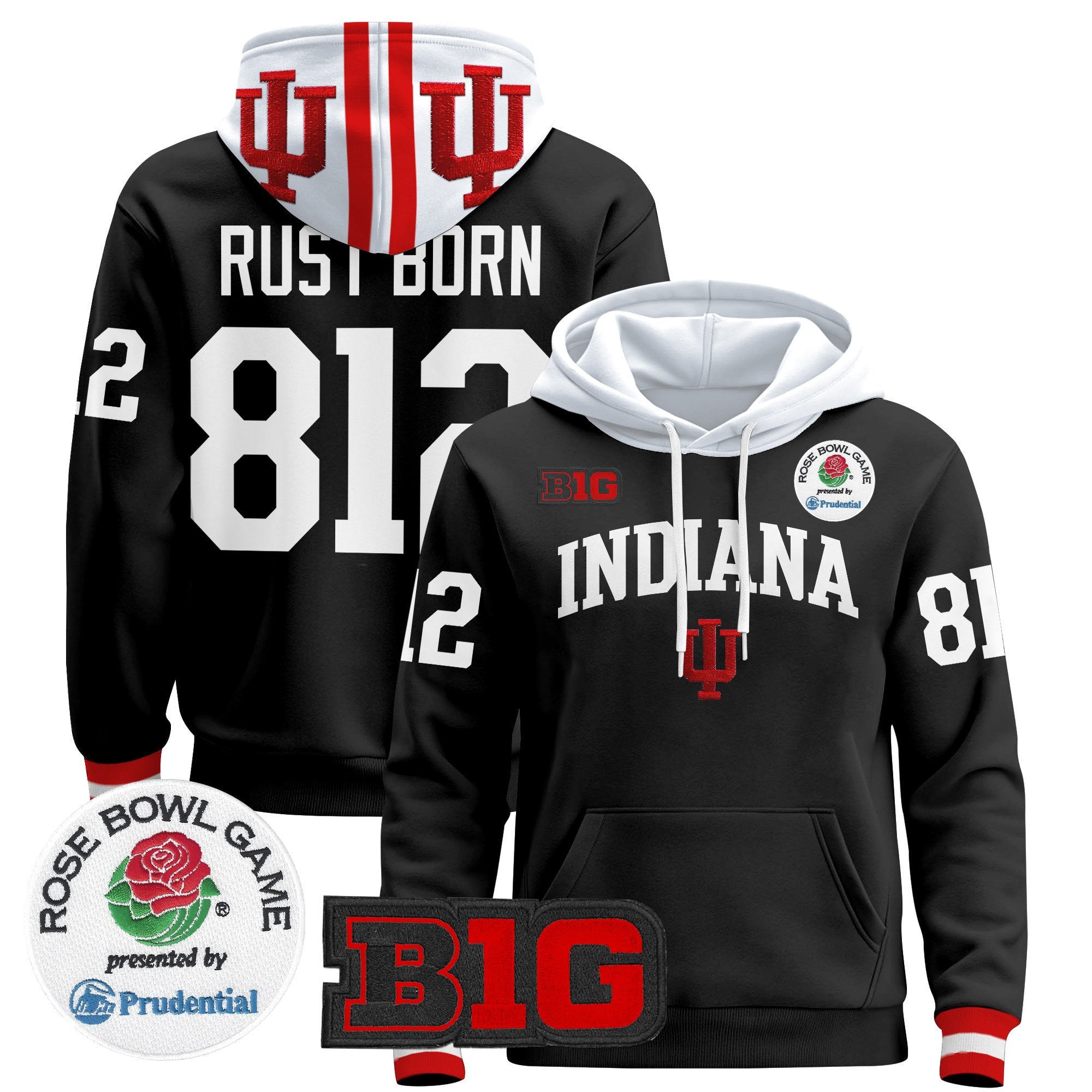 Men's Indiana Hoosiers 2025 Rose Bowl Premium Pullover Hoodie - All Stitched