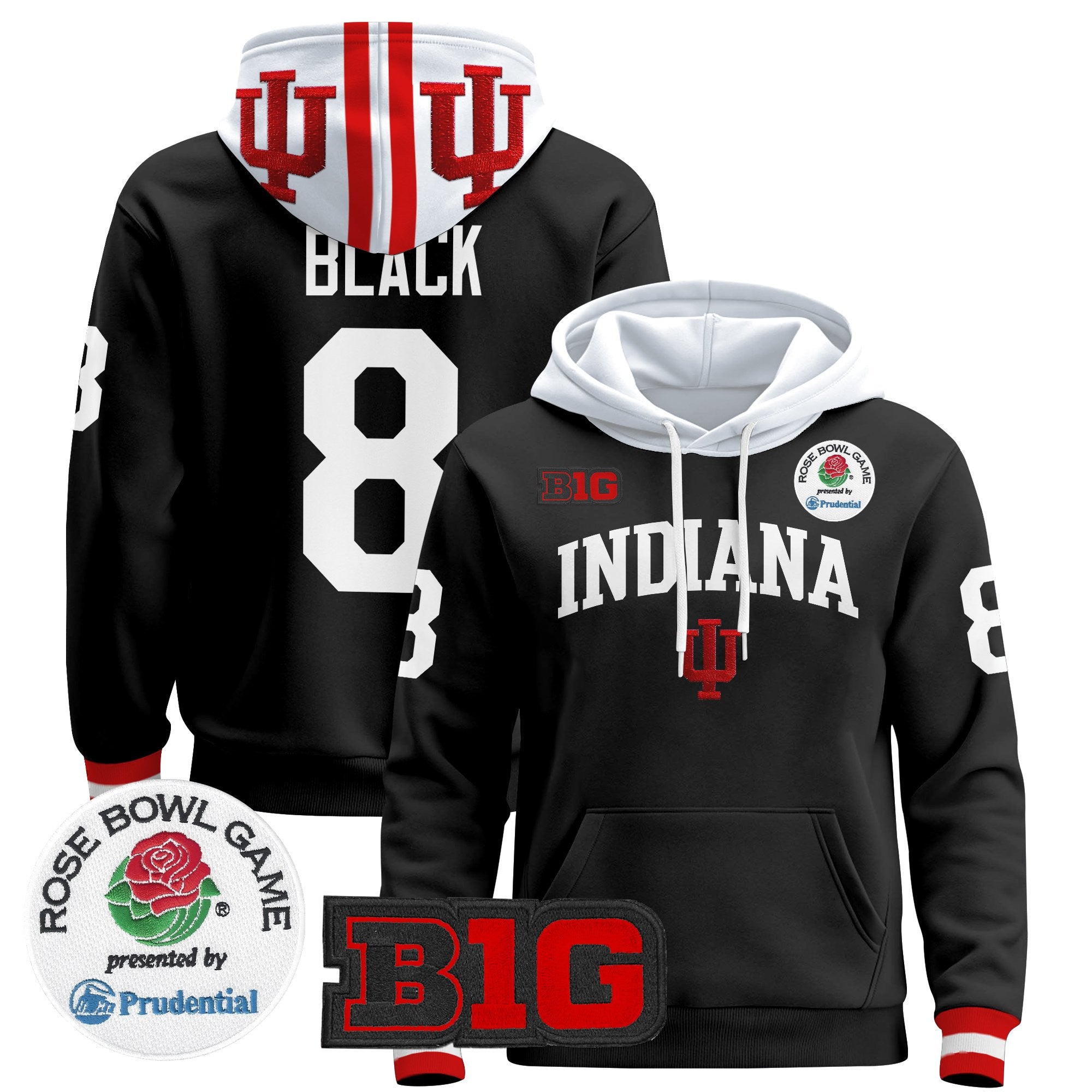 Men's Indiana Hoosiers 2025 Rose Bowl Premium Pullover Hoodie - All Stitched