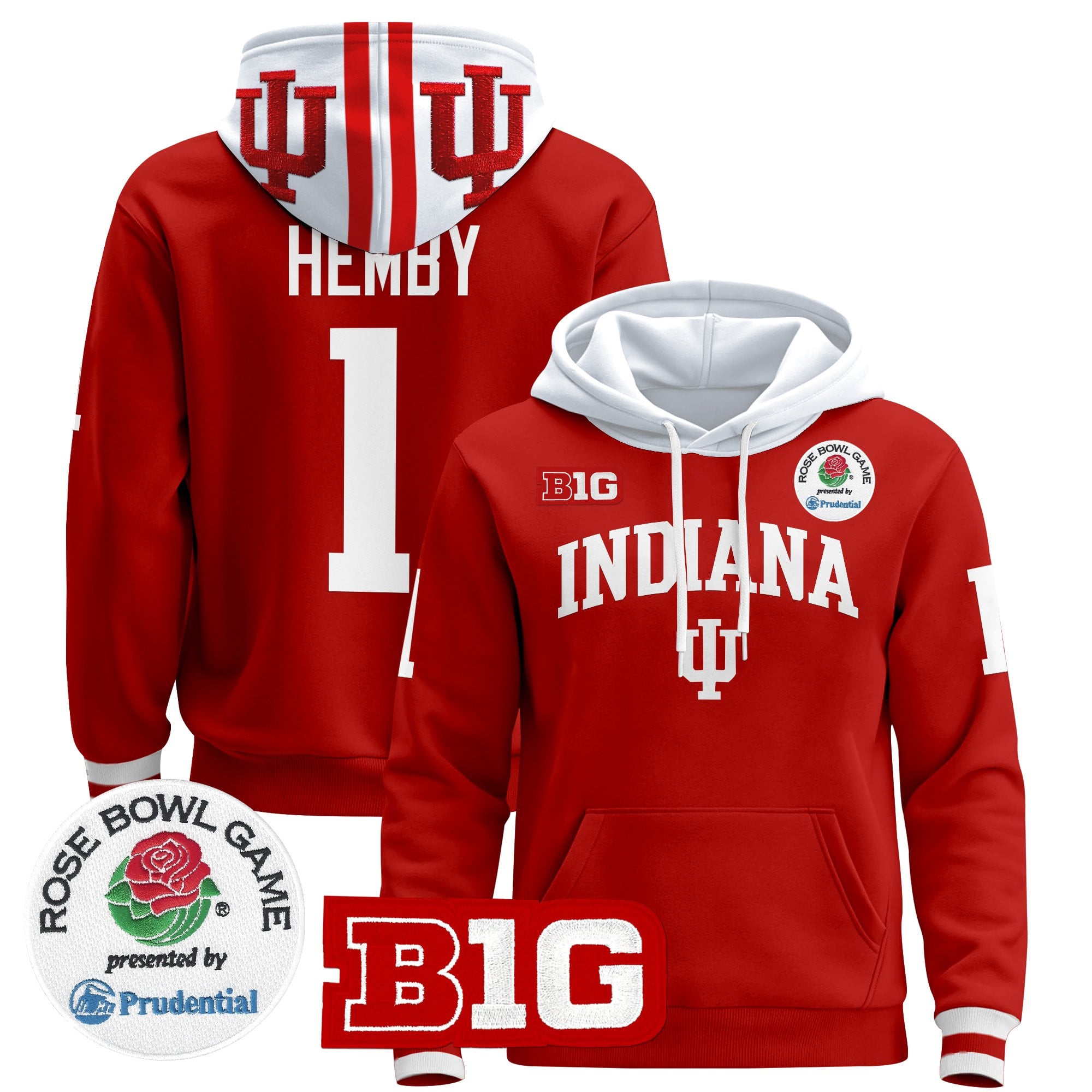 Men's Indiana Hoosiers 2025 Rose Bowl Premium Pullover Hoodie - All Stitched