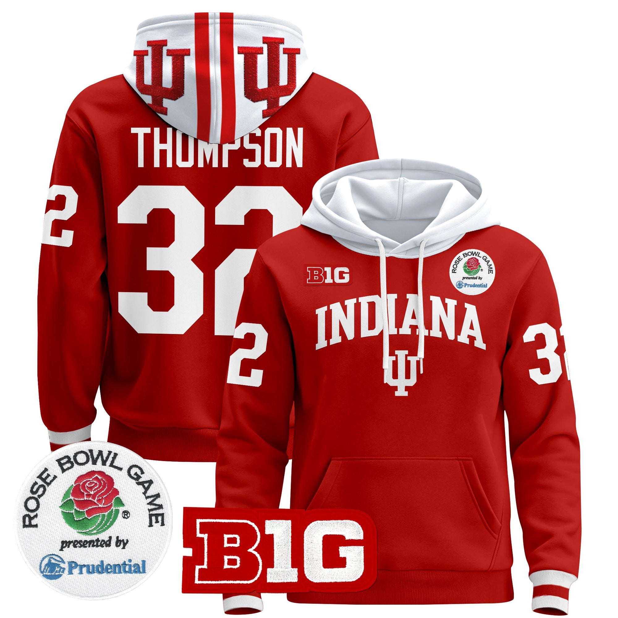 Men's Indiana Hoosiers 2025 Rose Bowl Premium Pullover Hoodie - All Stitched