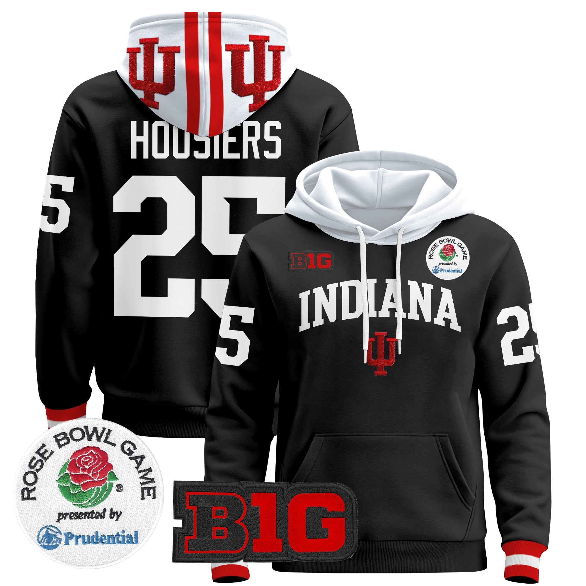 Men's Indiana Hoosiers 2025 Rose Bowl Premium Pullover Hoodie - All Stitched
