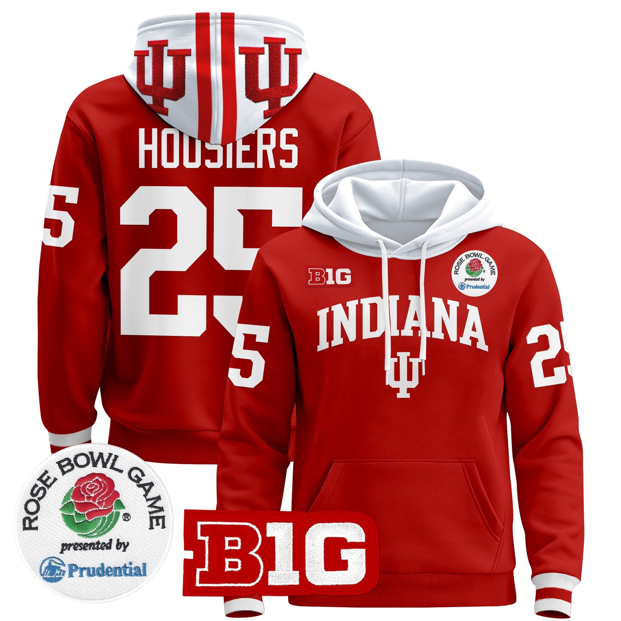 Men's Indiana Hoosiers 2025 Rose Bowl Premium Pullover Hoodie - All Stitched
