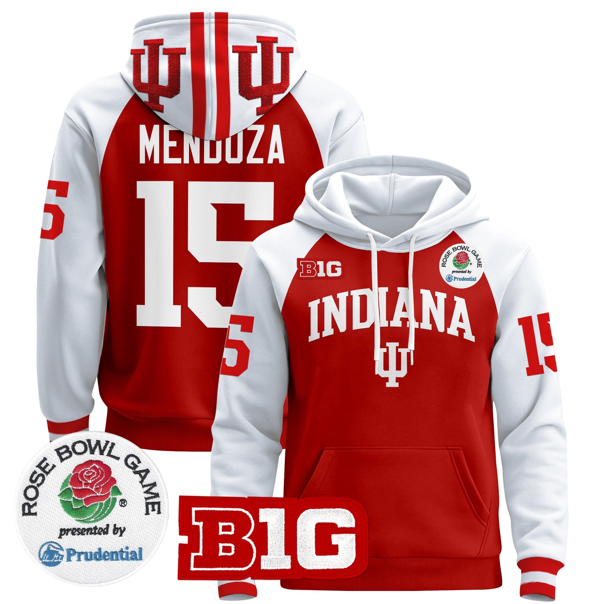 Men's Indiana Hoosiers 2025 Rose Bowl Premium Pullover Hoodie - All Stitched