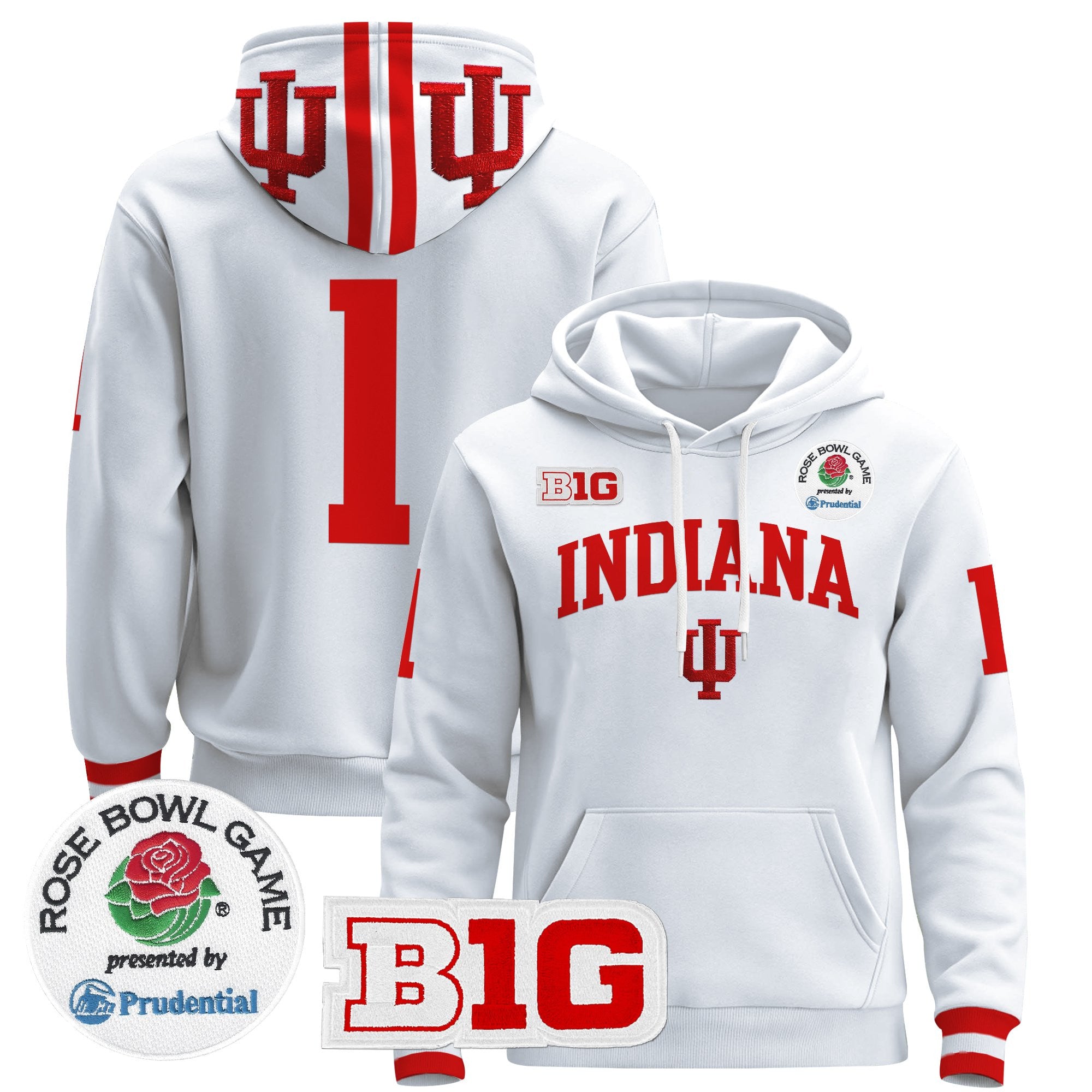 Men's Indiana Hoosiers 2025 Rose Bowl Premium Pullover Hoodie - All Stitched