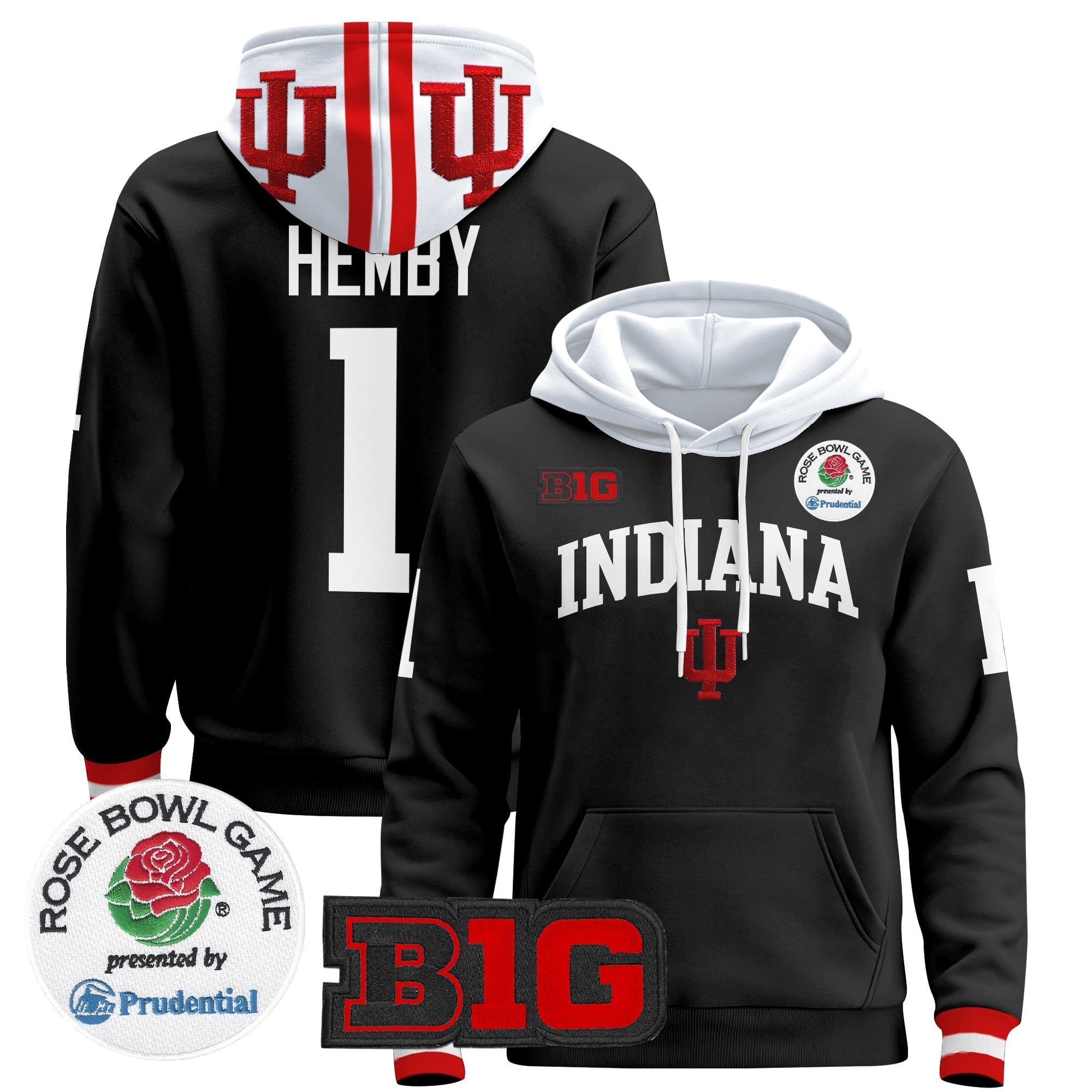 Men's Indiana Hoosiers 2025 Rose Bowl Premium Pullover Hoodie - All Stitched