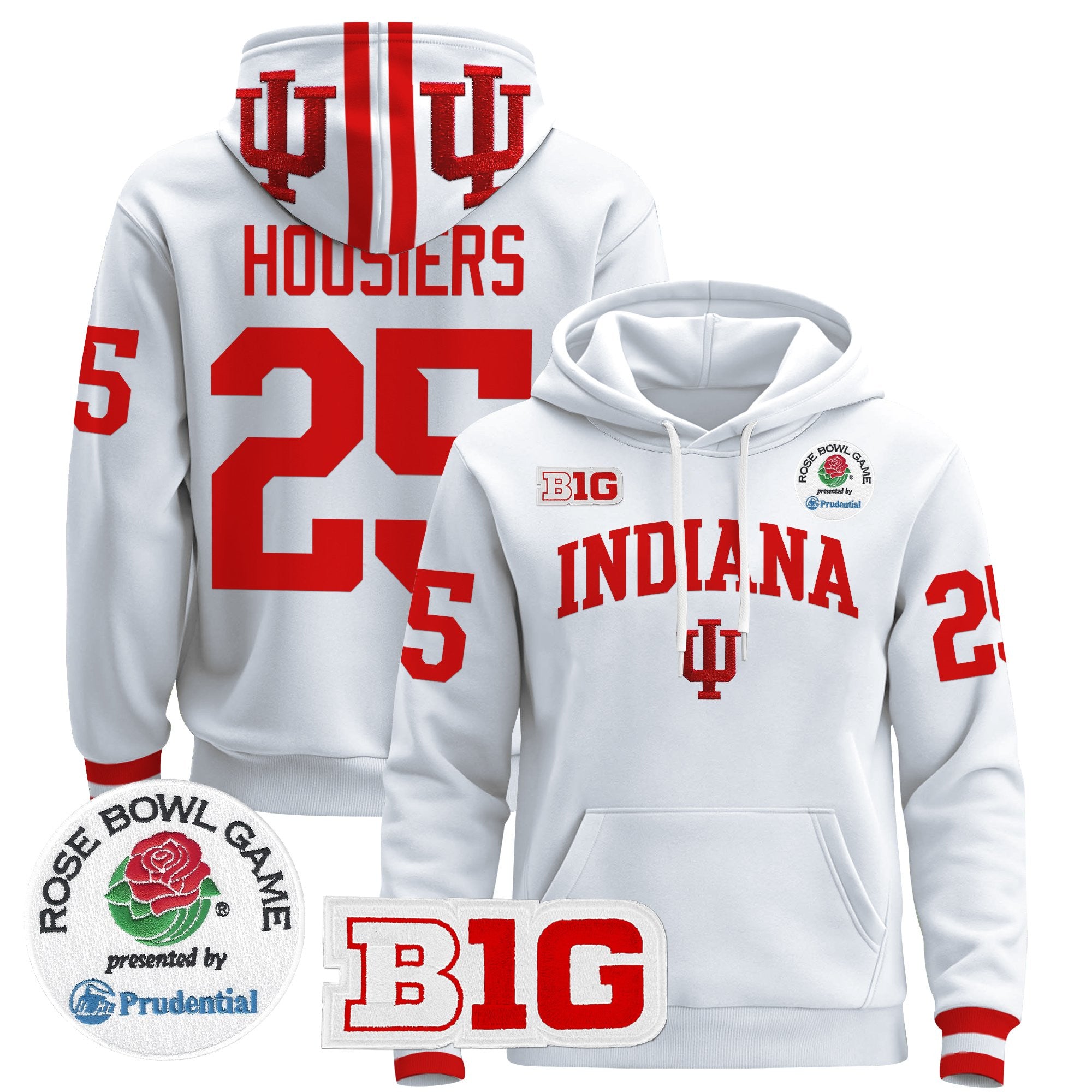 Men's Indiana Hoosiers 2025 Rose Bowl Premium Pullover Hoodie - All Stitched