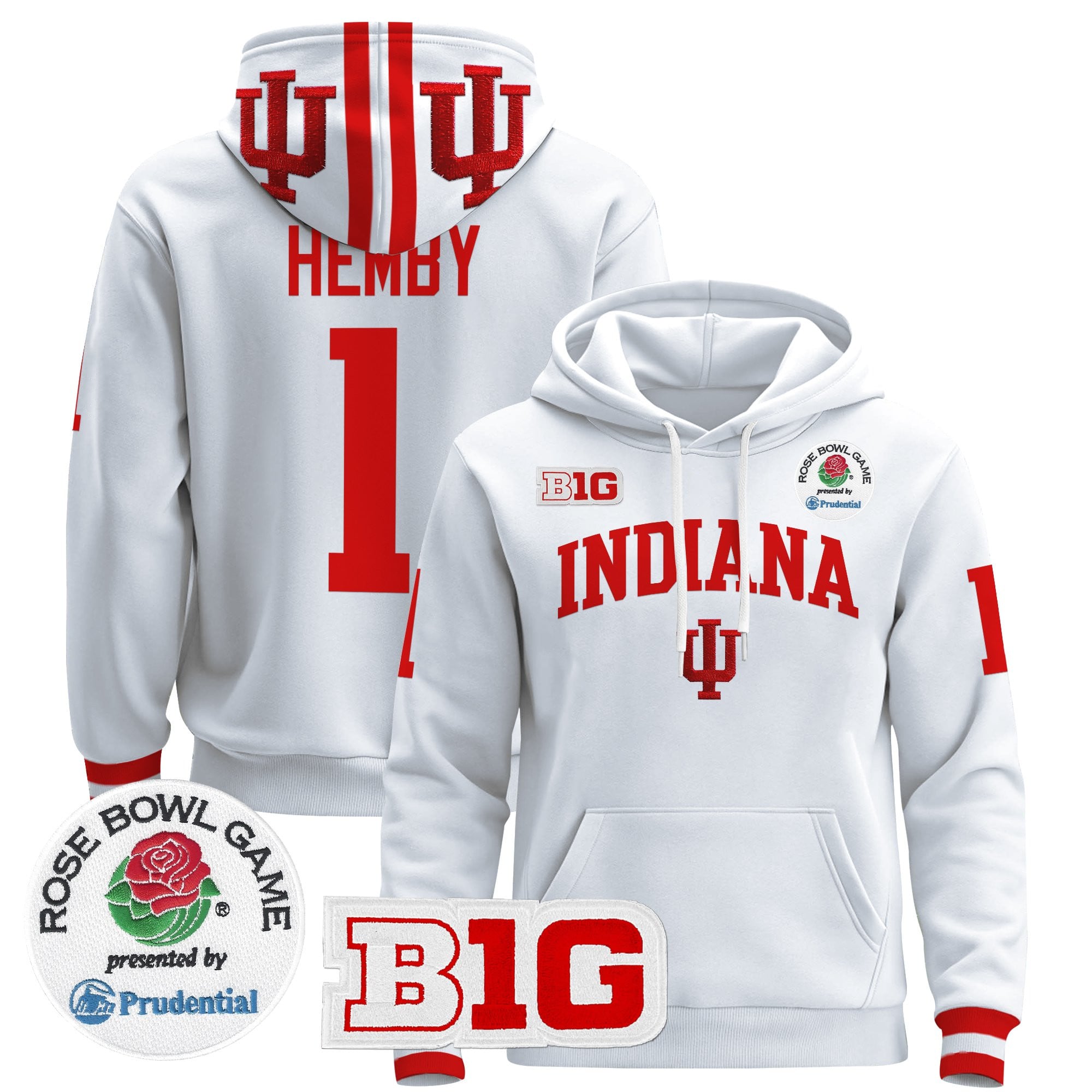 Men's Indiana Hoosiers 2025 Rose Bowl Premium Pullover Hoodie - All Stitched