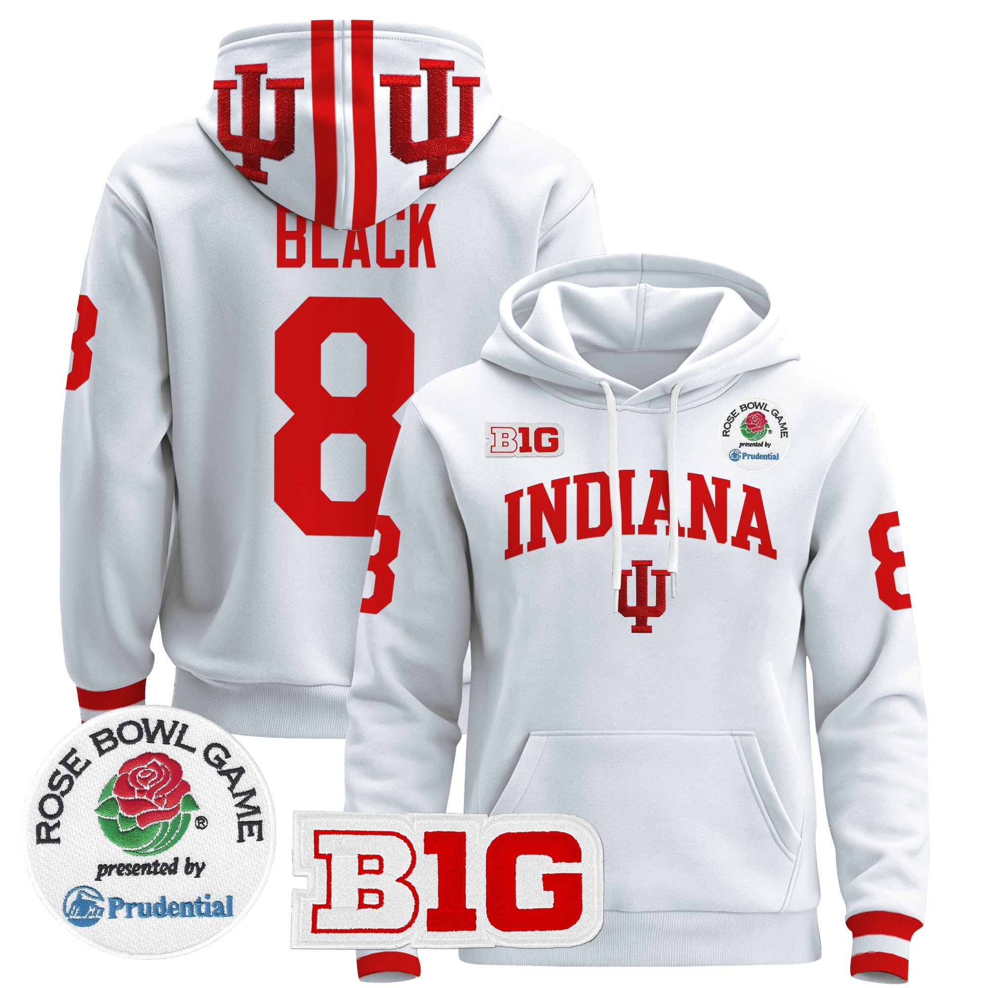 Men's Indiana Hoosiers 2025 Rose Bowl Premium Pullover Hoodie - All Stitched