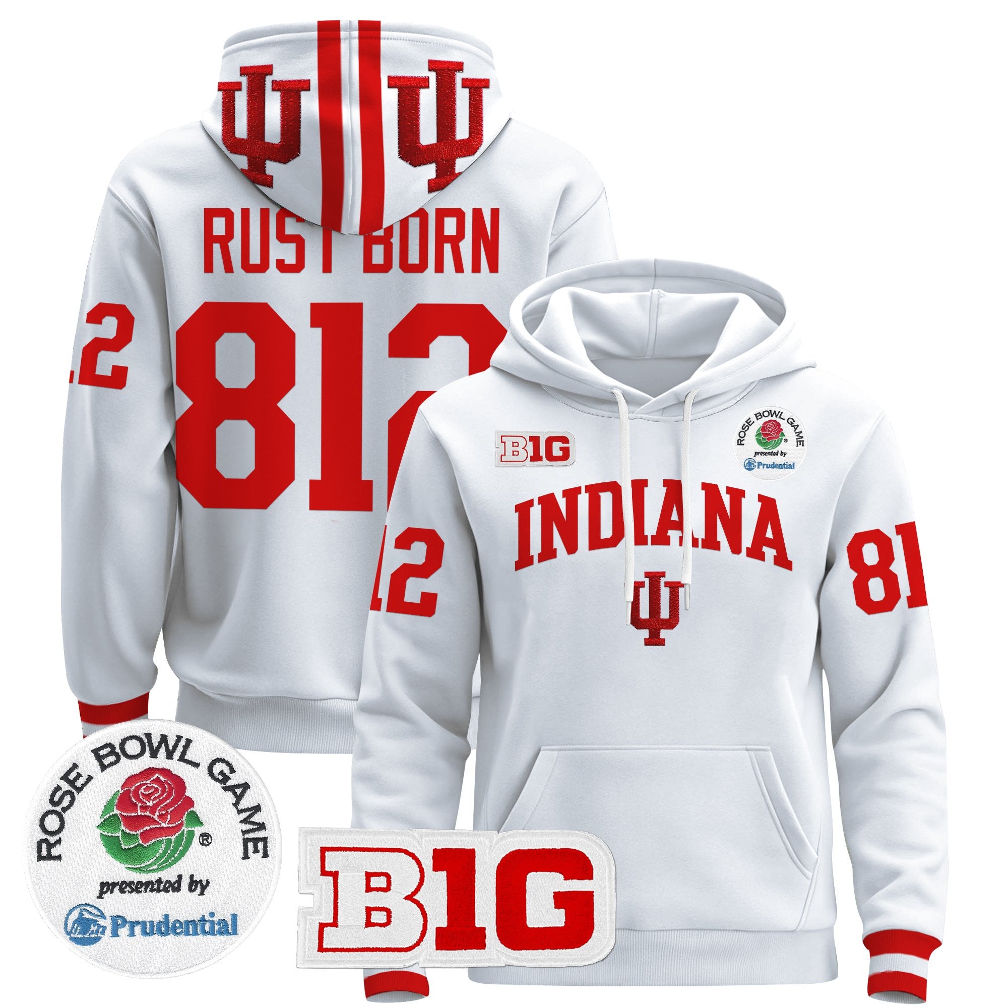 Men's Indiana Hoosiers 2025 Rose Bowl Premium Pullover Hoodie - All Stitched