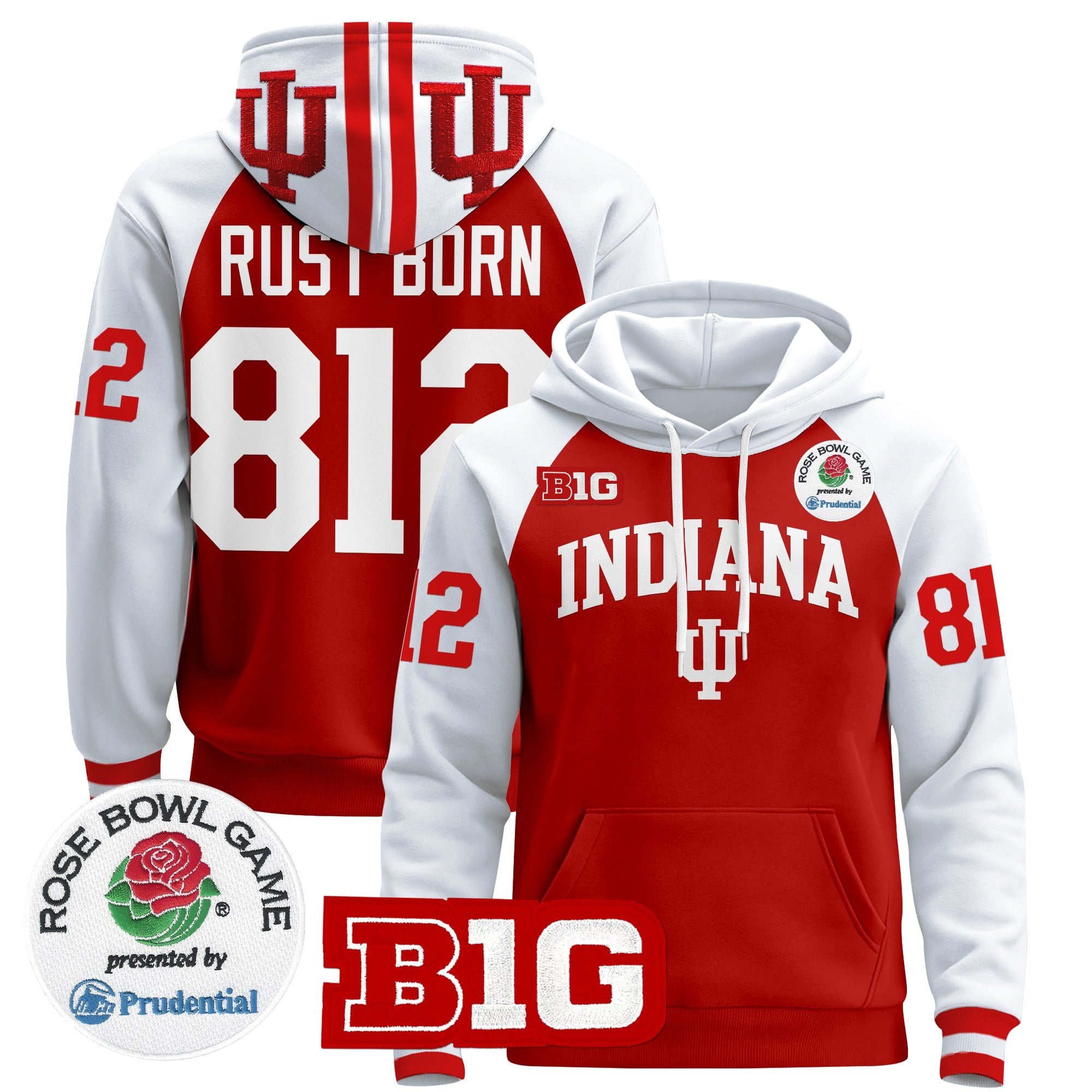 Men's Indiana Hoosiers 2025 Rose Bowl Premium Pullover Hoodie - All Stitched