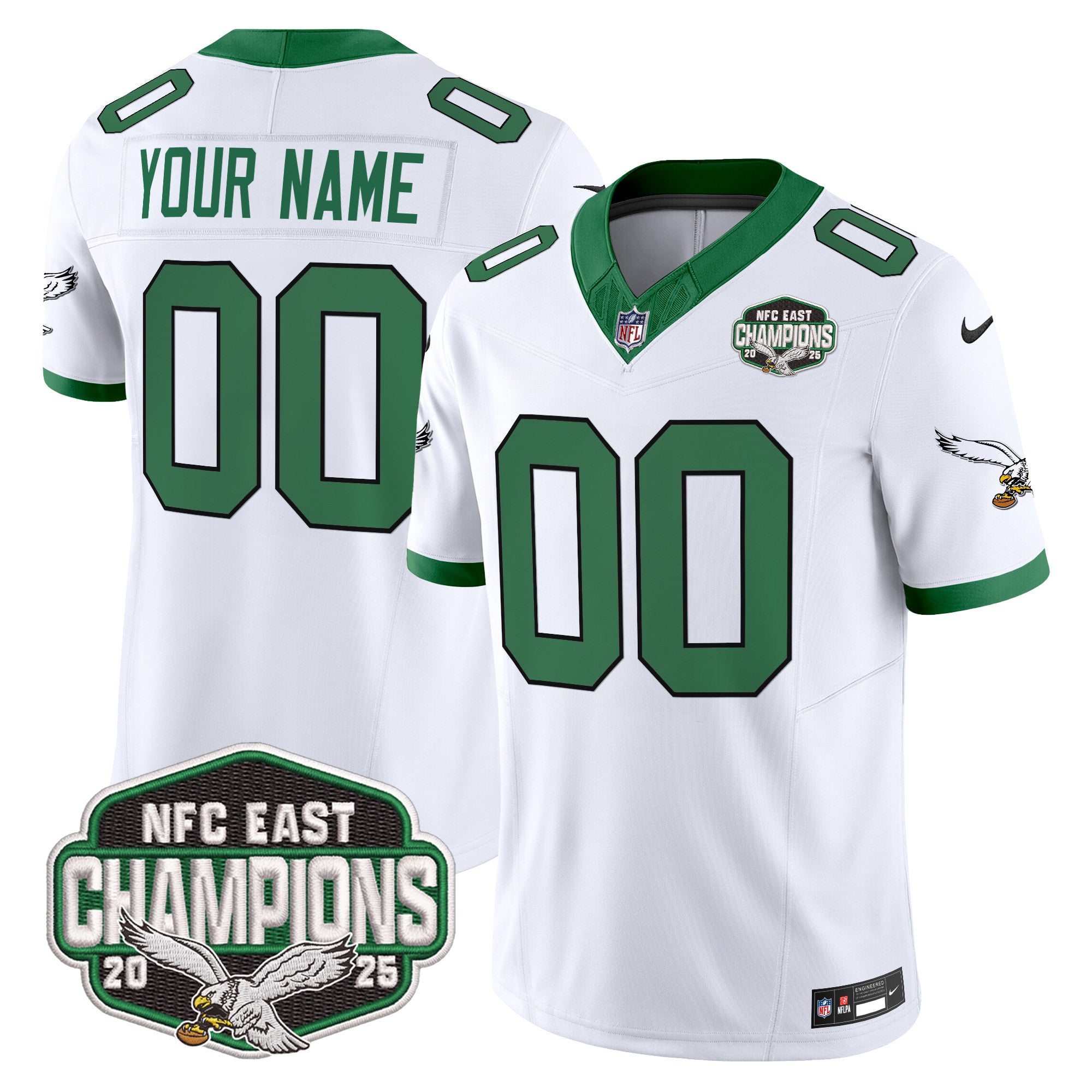 Philadelphia Eagles 2025 NFC East Division Champions Vapor Limited Custom Jersey - All Stitched