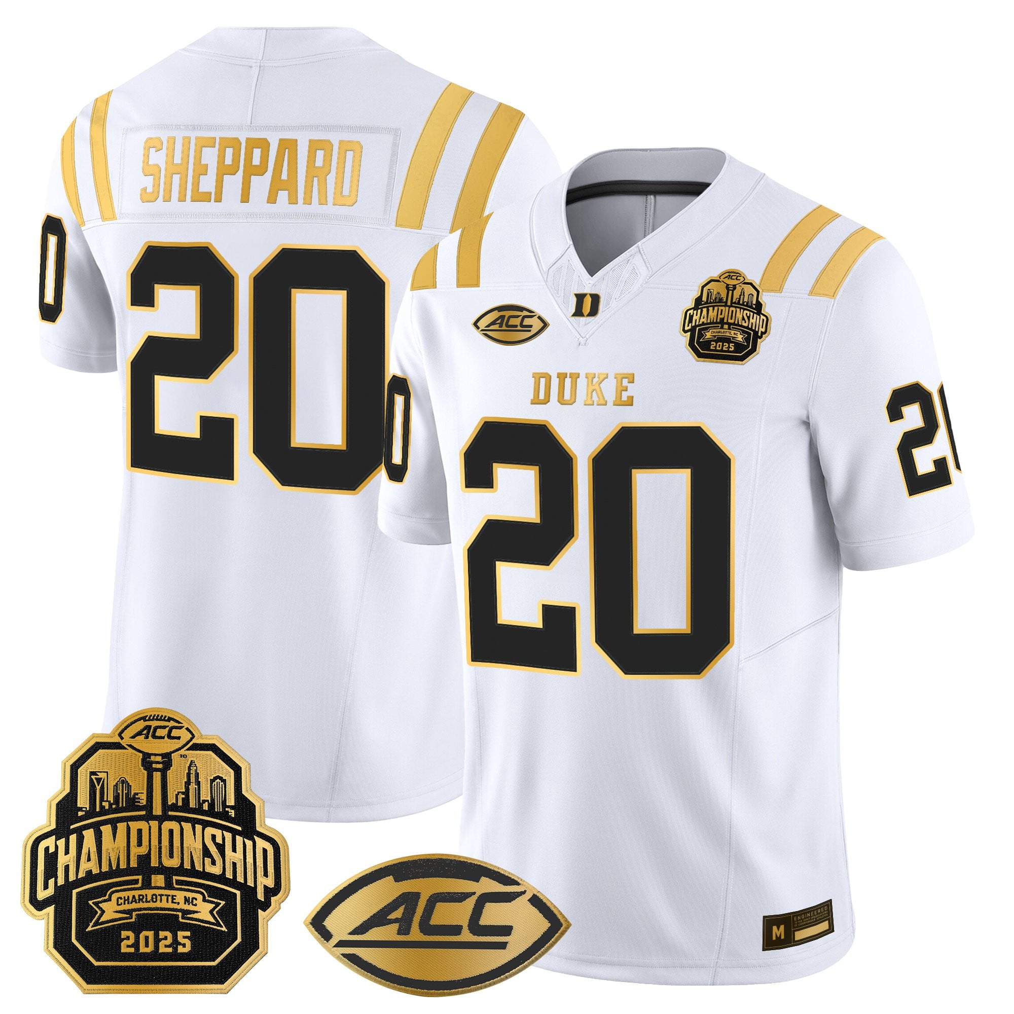 Men's Duke Blue Devils 2025 ACC Championship Gold Vapor Limited Jersey - All Stitched
