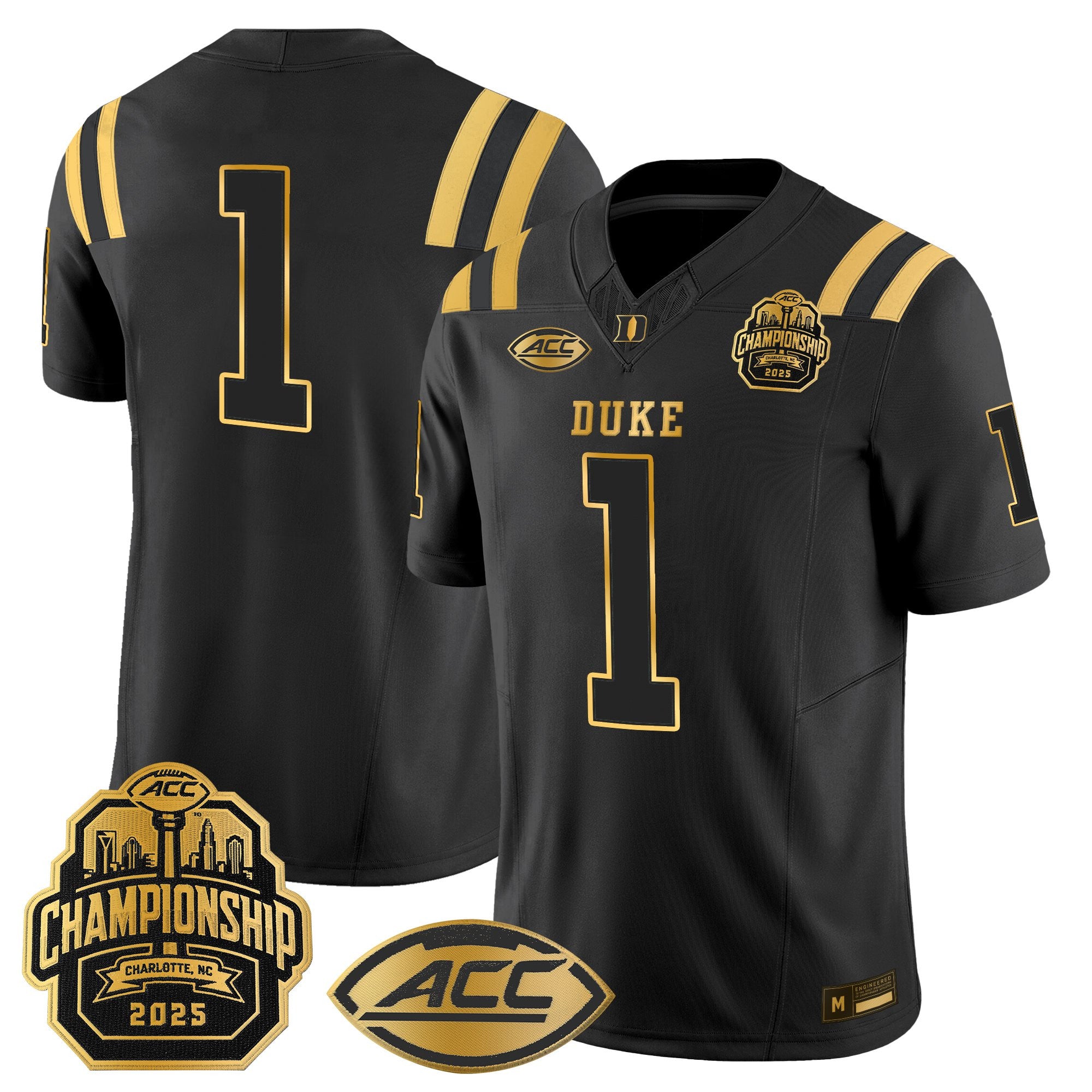 Men's Duke Blue Devils 2025 ACC Championship Gold Vapor Limited Jersey - All Stitched