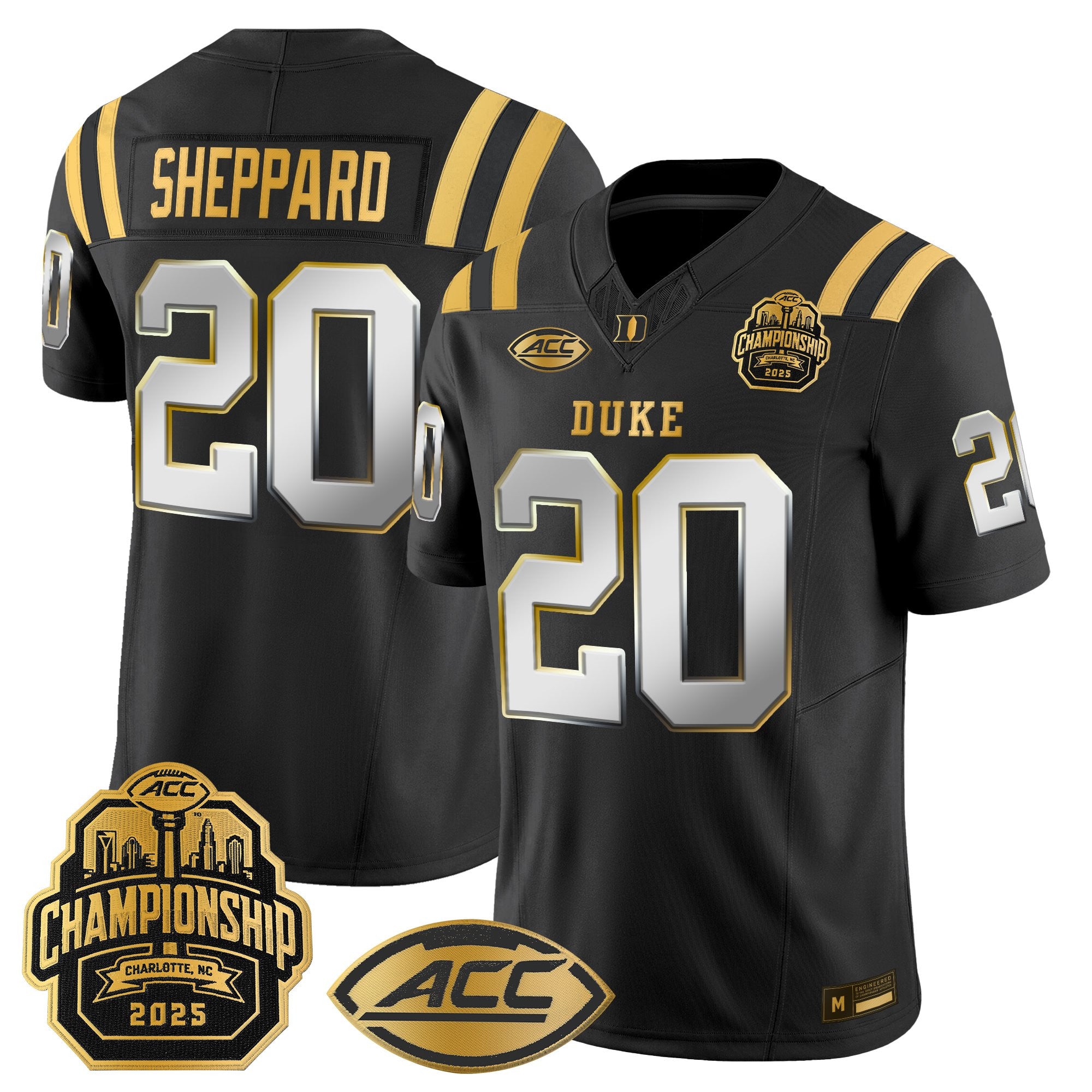 Men's Duke Blue Devils 2025 ACC Championship Gold Vapor Limited Jersey - All Stitched