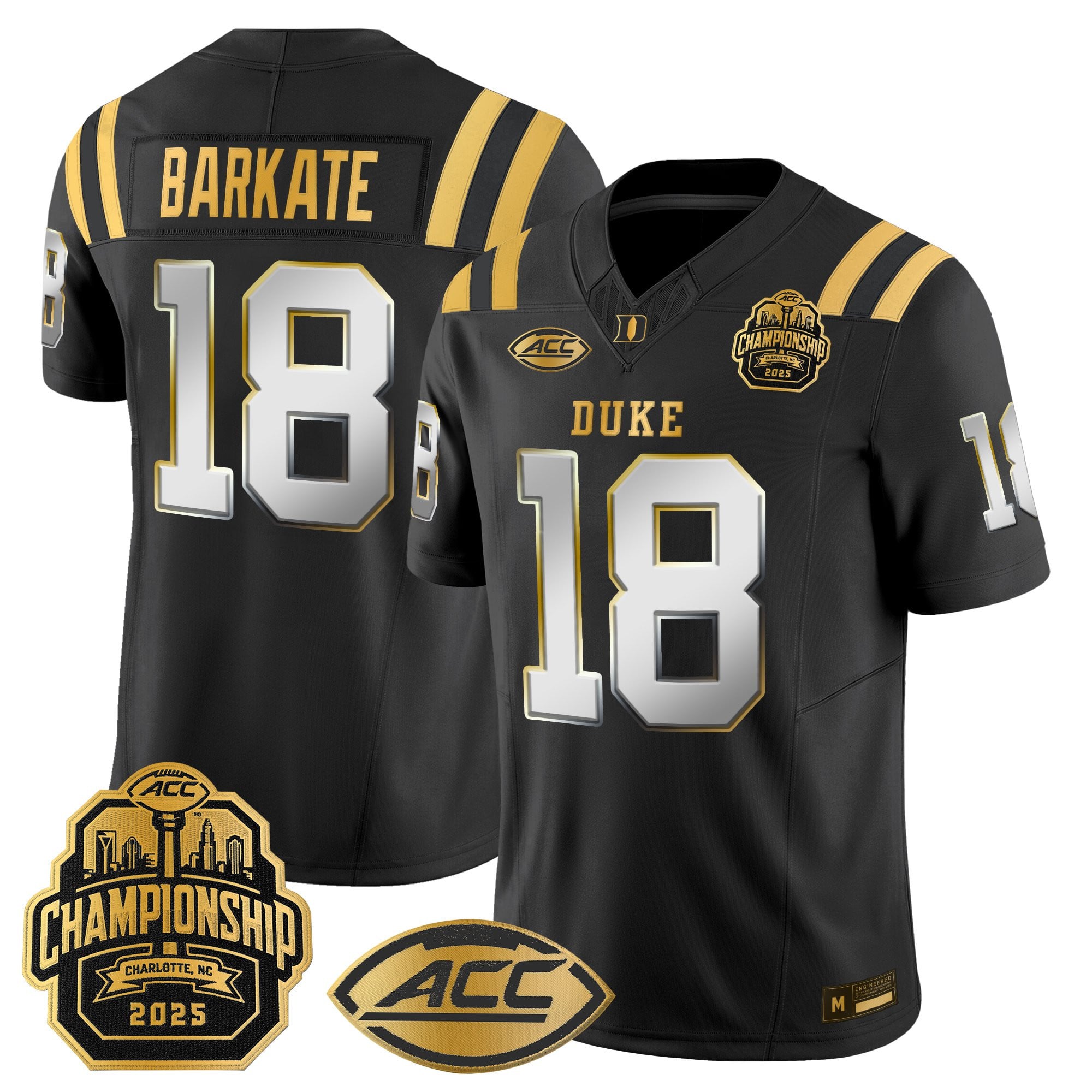 Men's Duke Blue Devils 2025 ACC Championship Gold Vapor Limited Jersey - All Stitched