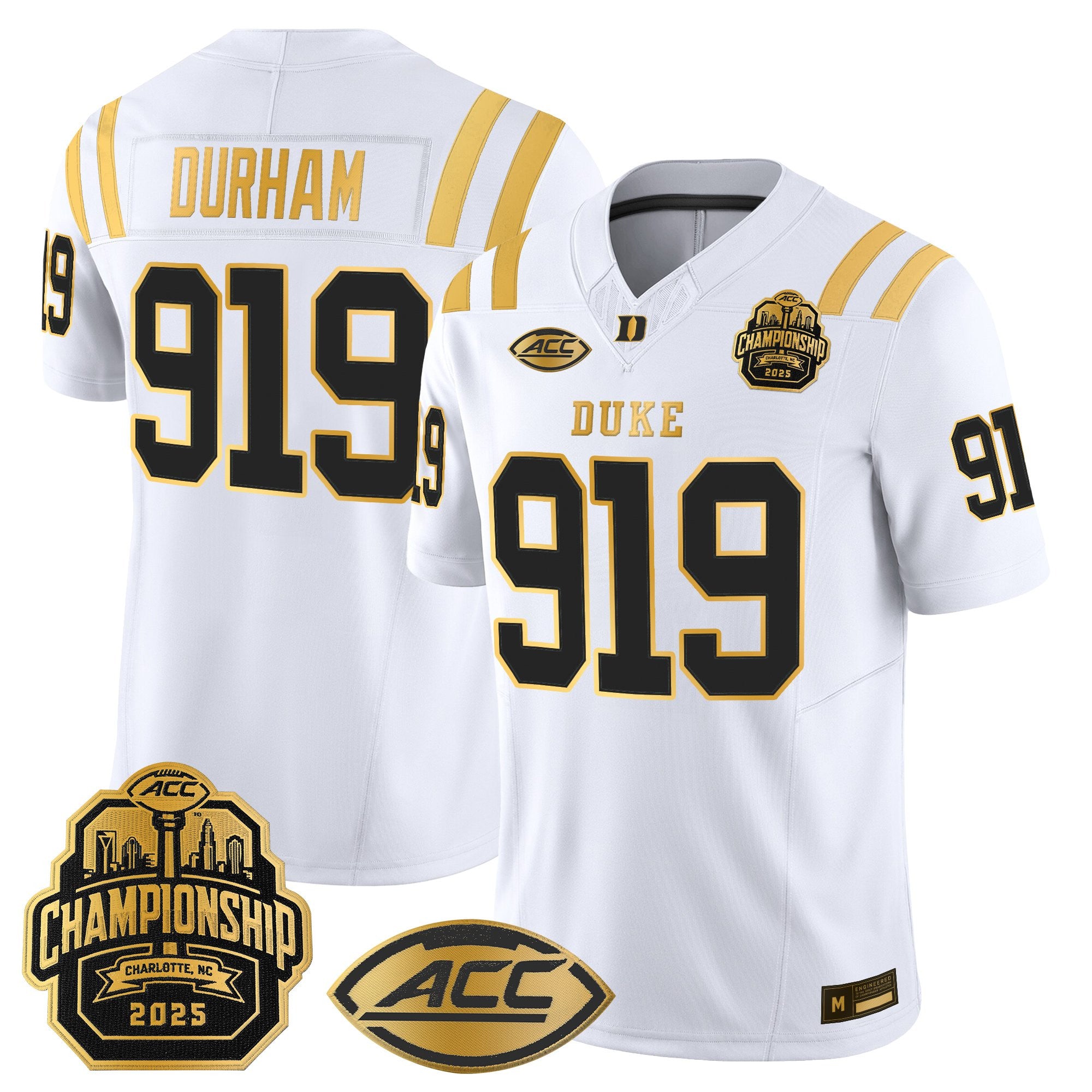 Men's Duke Blue Devils 2025 ACC Championship Gold Vapor Limited Jersey - All Stitched
