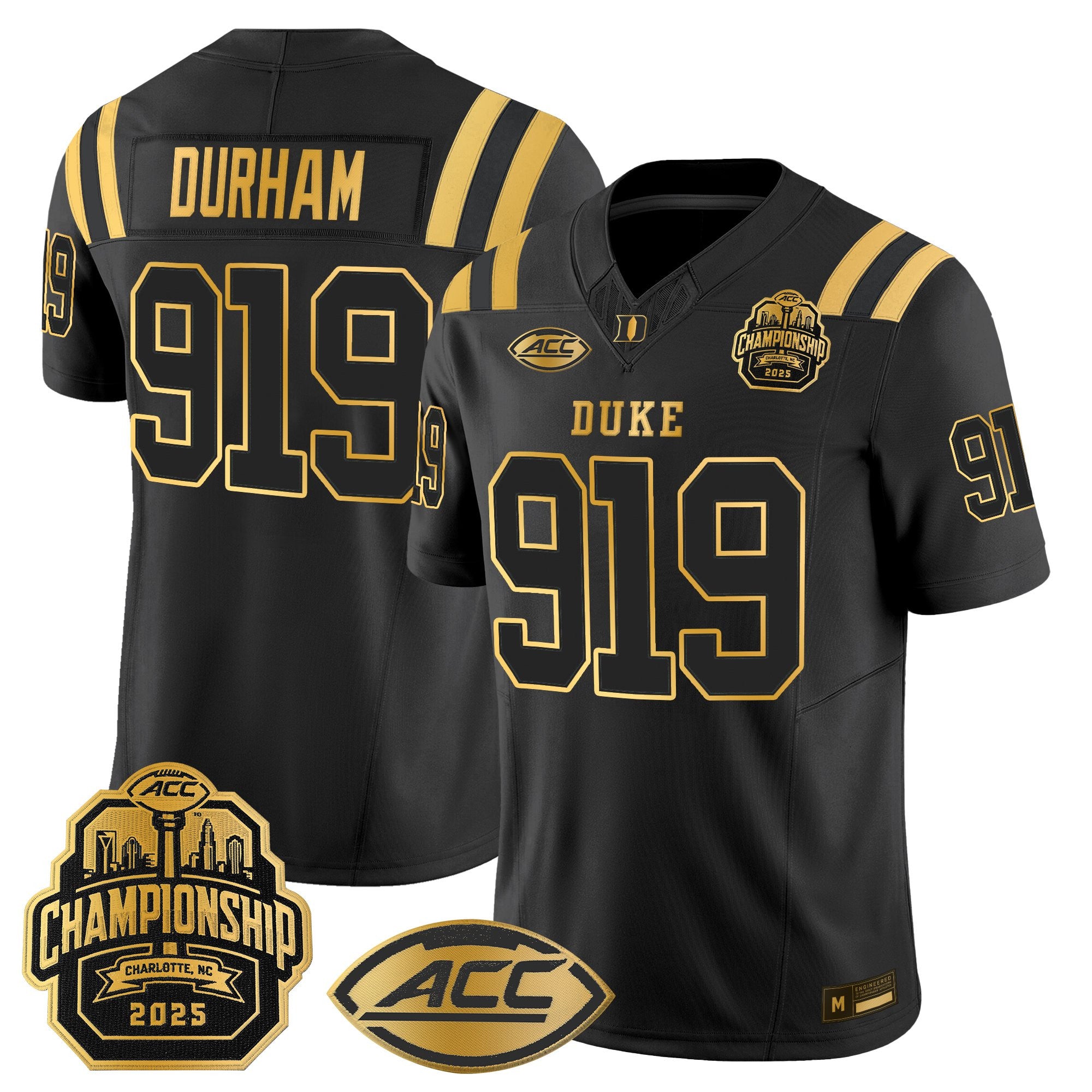 Men's Duke Blue Devils 2025 ACC Championship Gold Vapor Limited Jersey - All Stitched