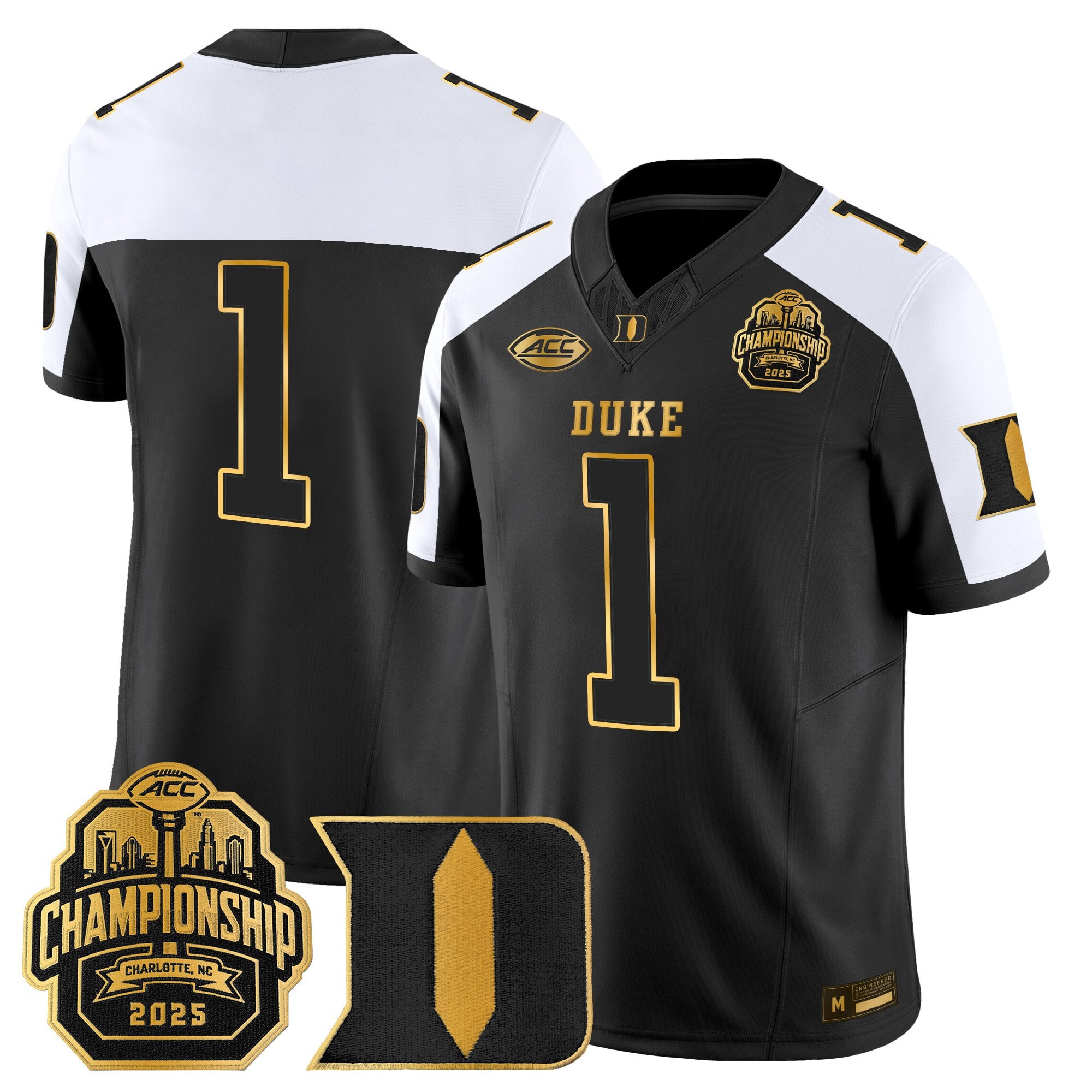 Men's Duke Blue Devils 2025 ACC Championship Gold Vapor Limited Jersey - All Stitched