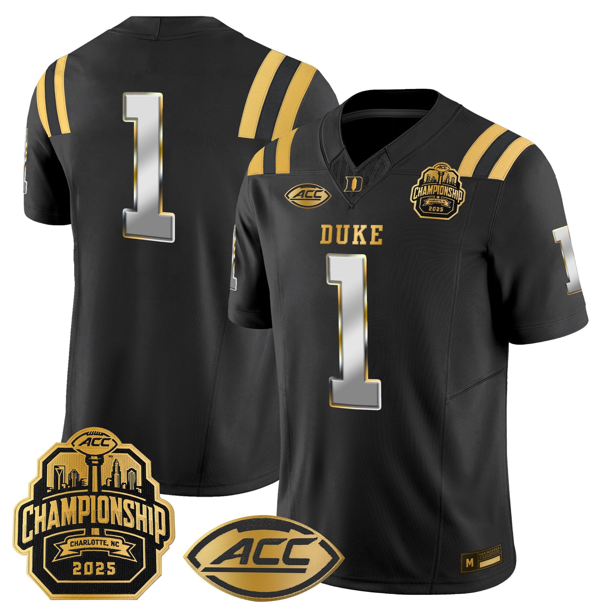 Men's Duke Blue Devils 2025 ACC Championship Gold Vapor Limited Jersey - All Stitched