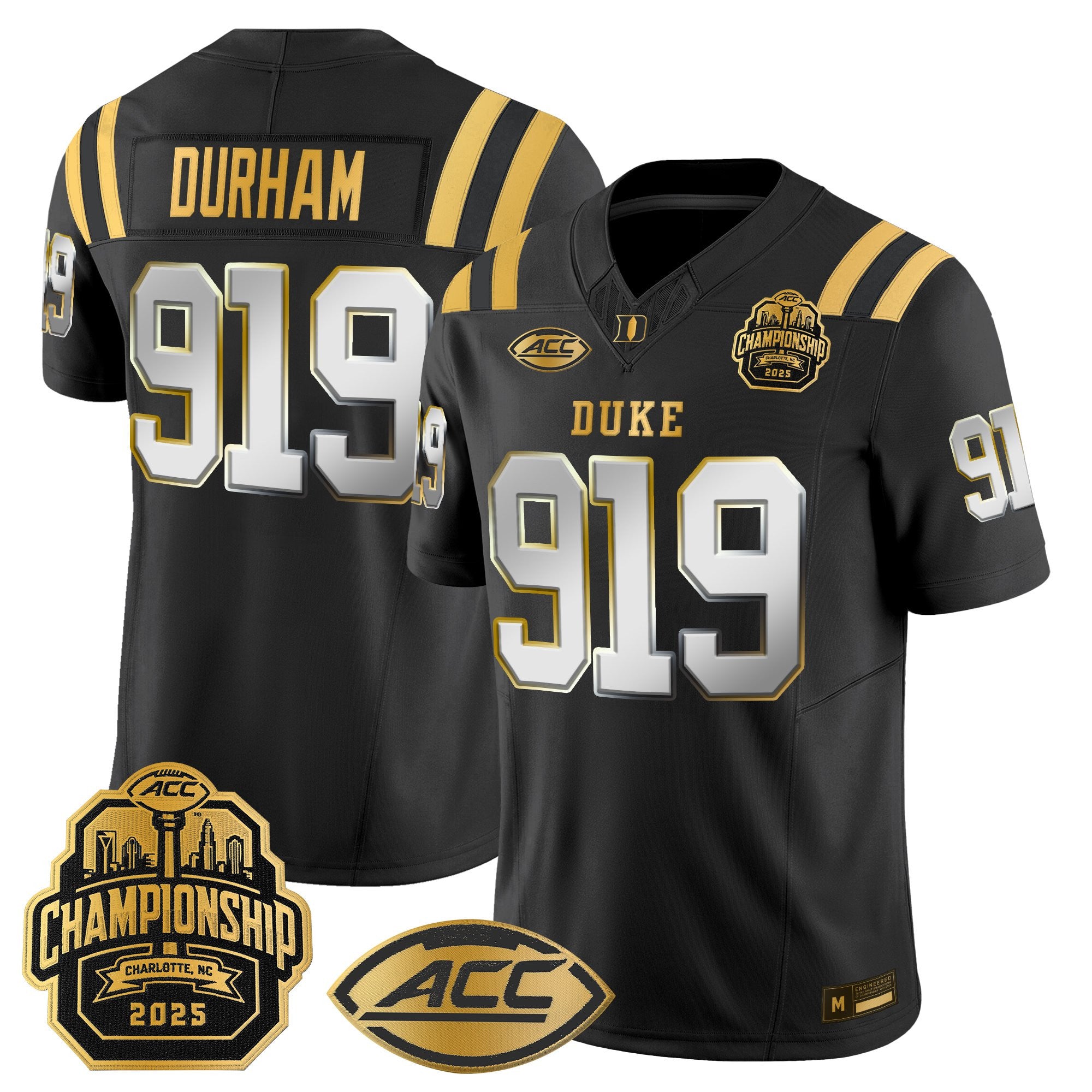 Men's Duke Blue Devils 2025 ACC Championship Gold Vapor Limited Jersey - All Stitched