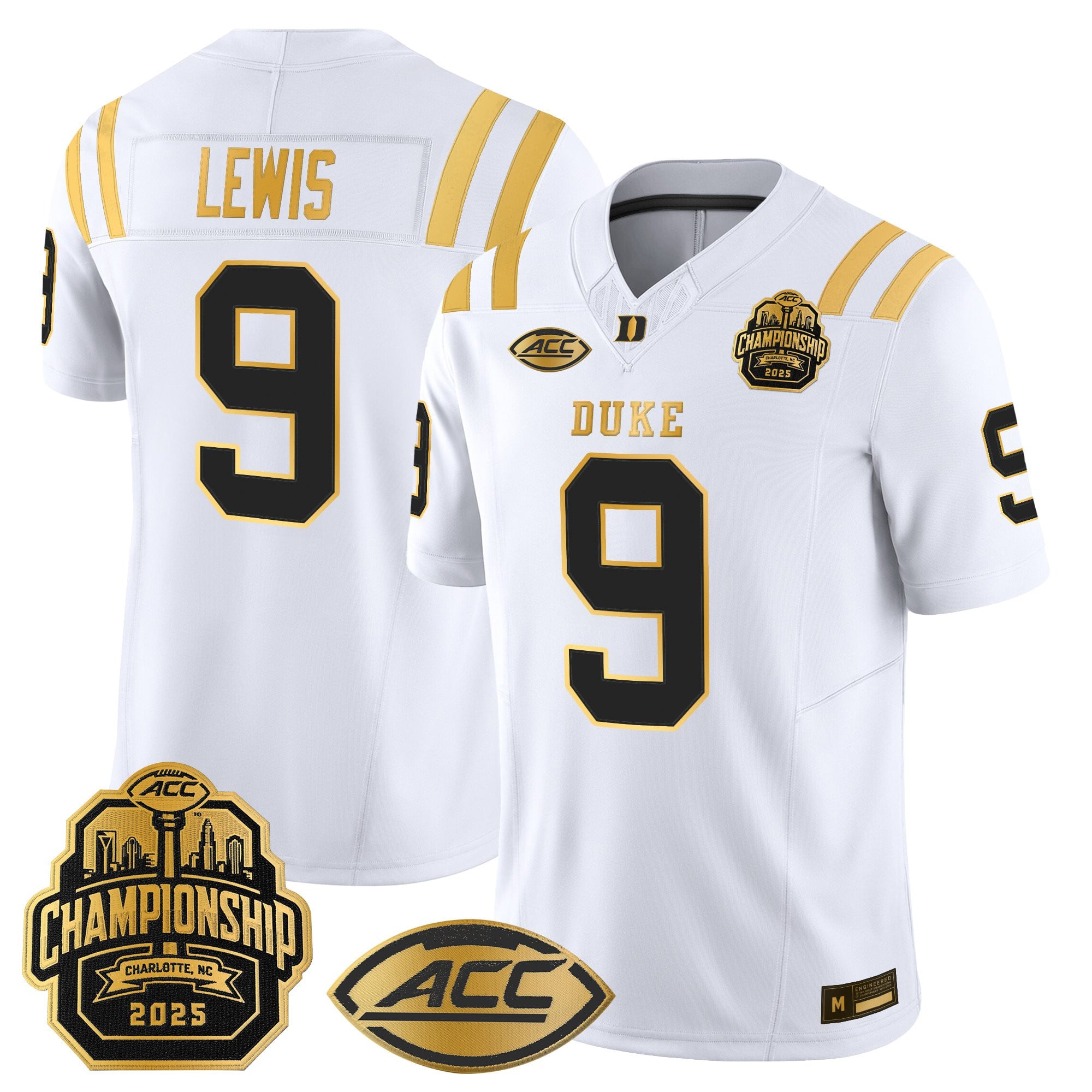 Men's Duke Blue Devils 2025 ACC Championship Gold Vapor Limited Jersey - All Stitched