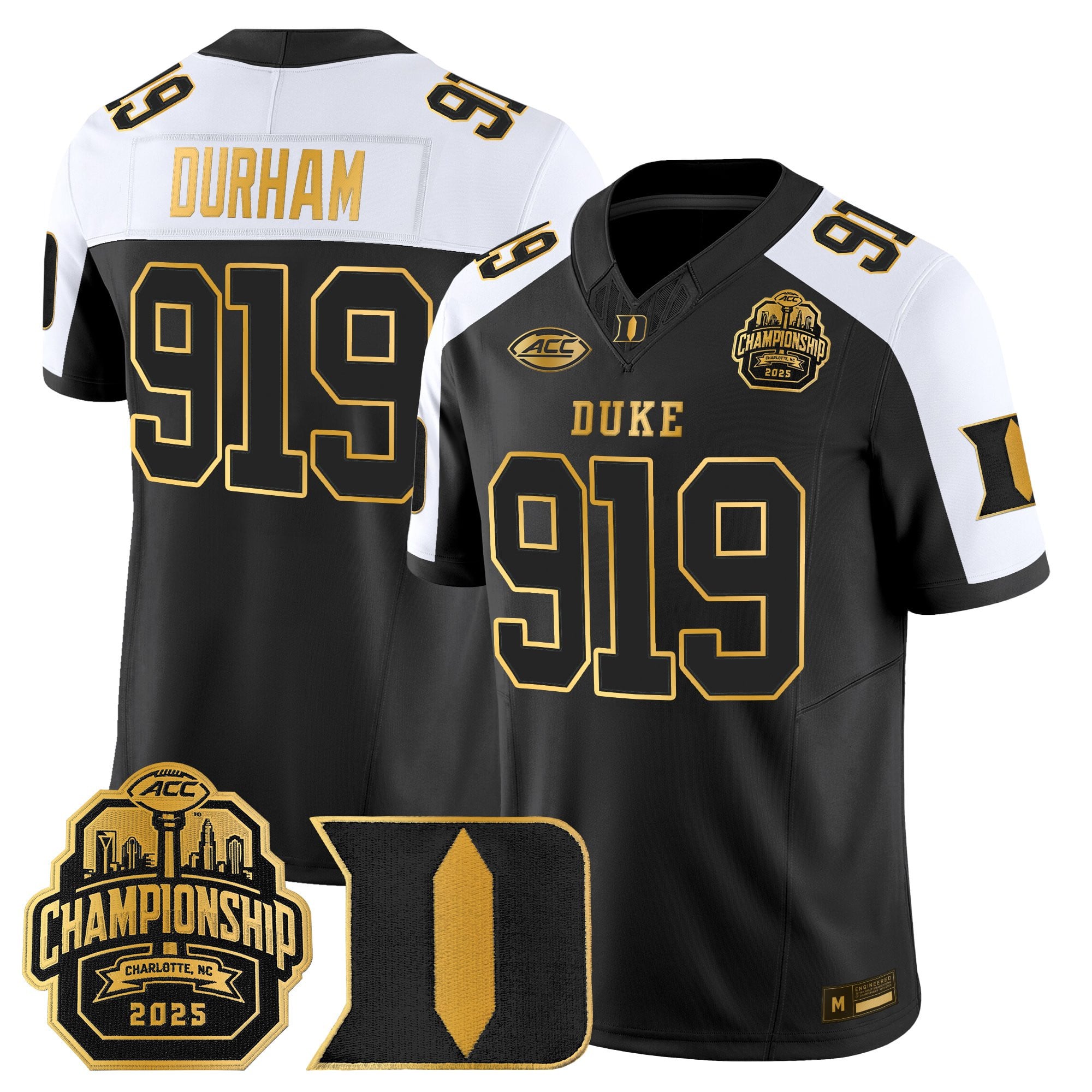 Men's Duke Blue Devils 2025 ACC Championship Gold Vapor Limited Jersey - All Stitched