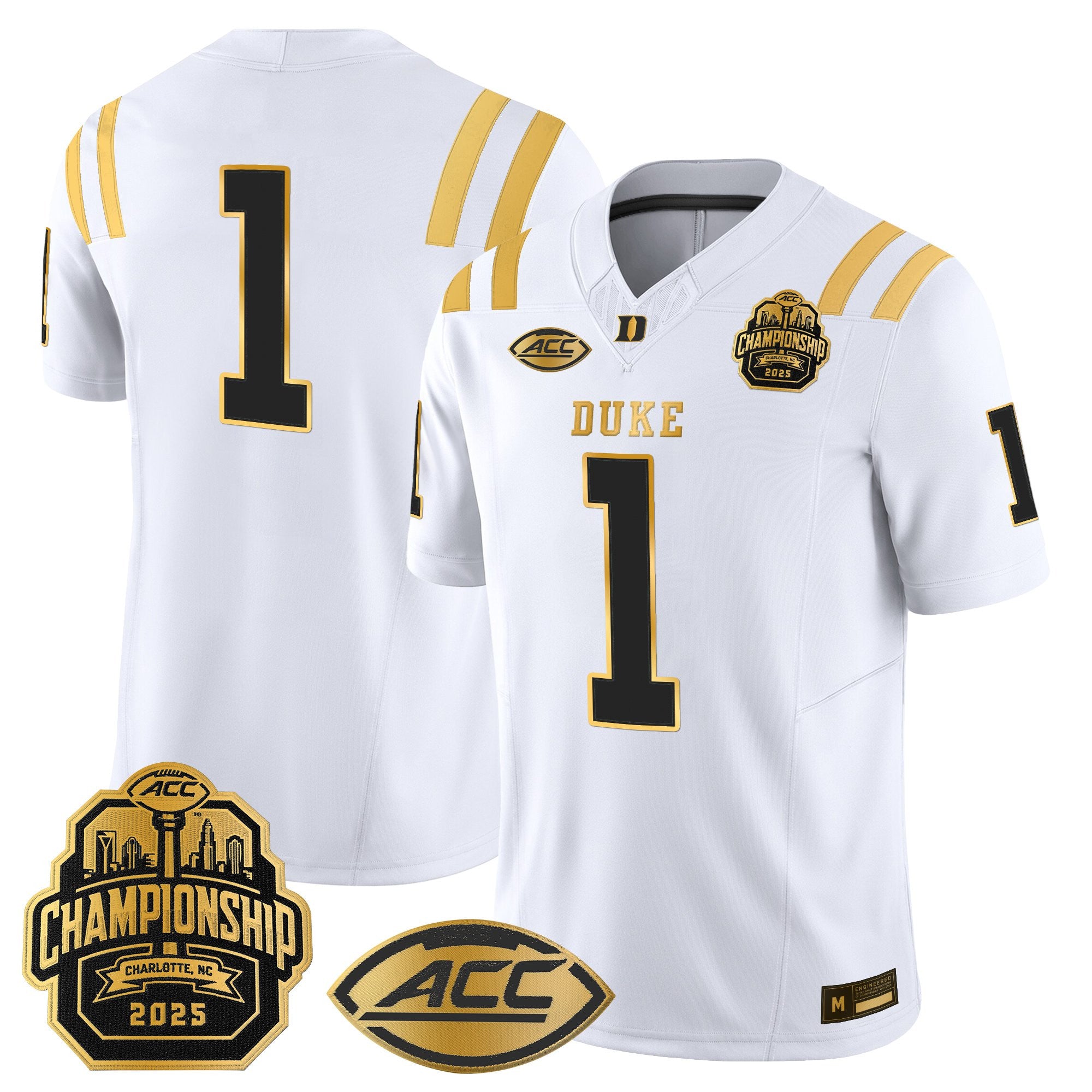 Men's Duke Blue Devils 2025 ACC Championship Gold Vapor Limited Jersey - All Stitched