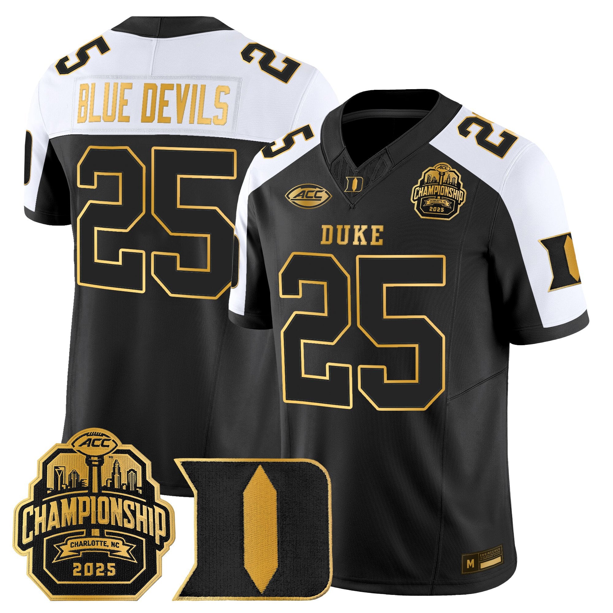 Men's Duke Blue Devils 2025 ACC Championship Gold Vapor Limited Jersey - All Stitched