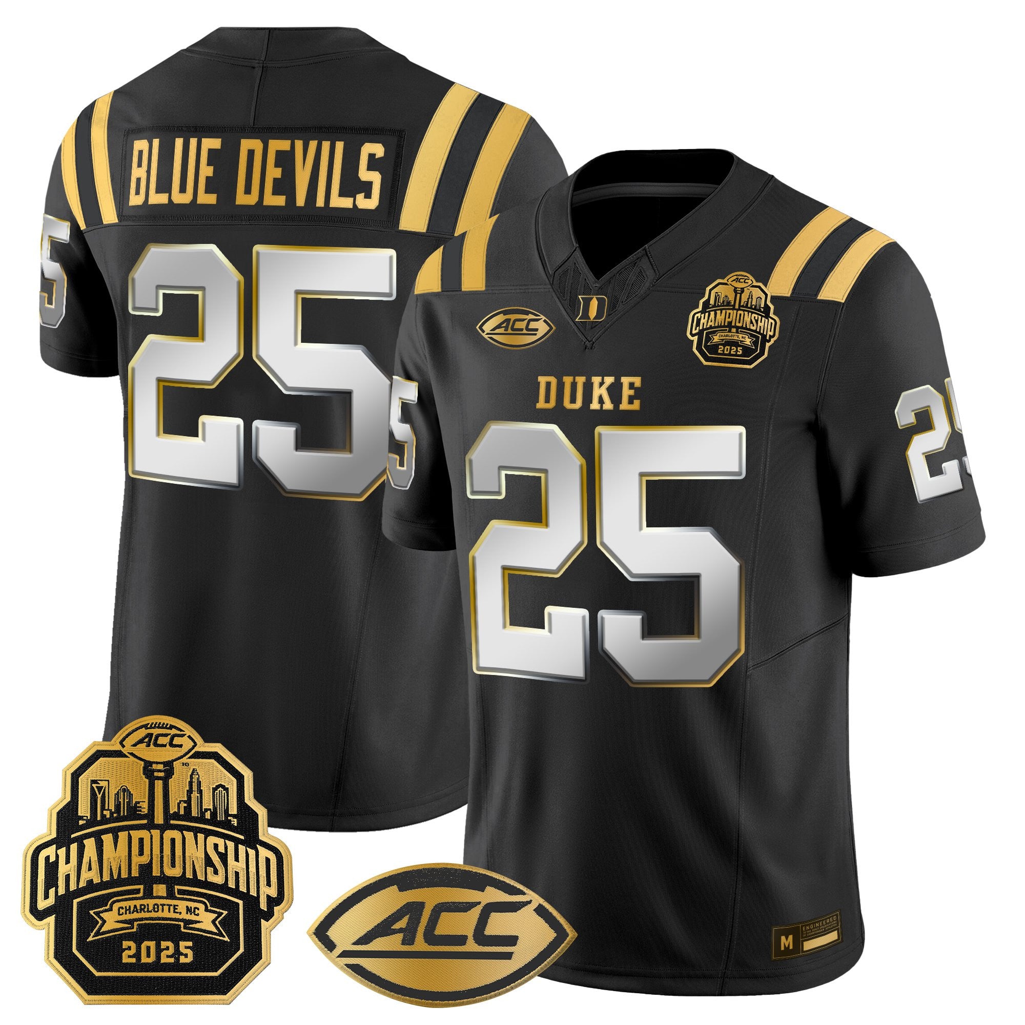 Men's Duke Blue Devils 2025 ACC Championship Gold Vapor Limited Jersey - All Stitched