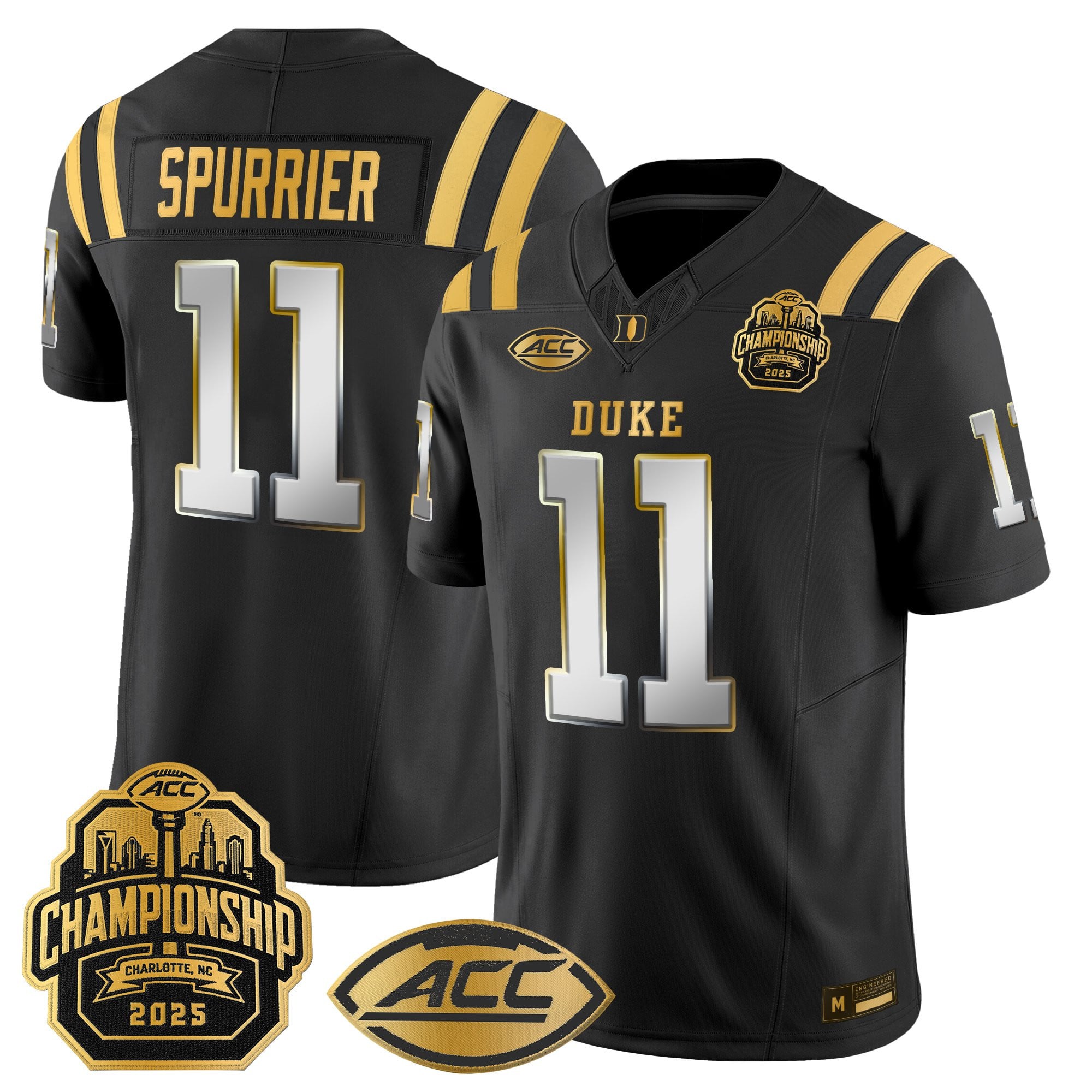 Men's Duke Blue Devils 2025 ACC Championship Gold Vapor Limited Jersey - All Stitched