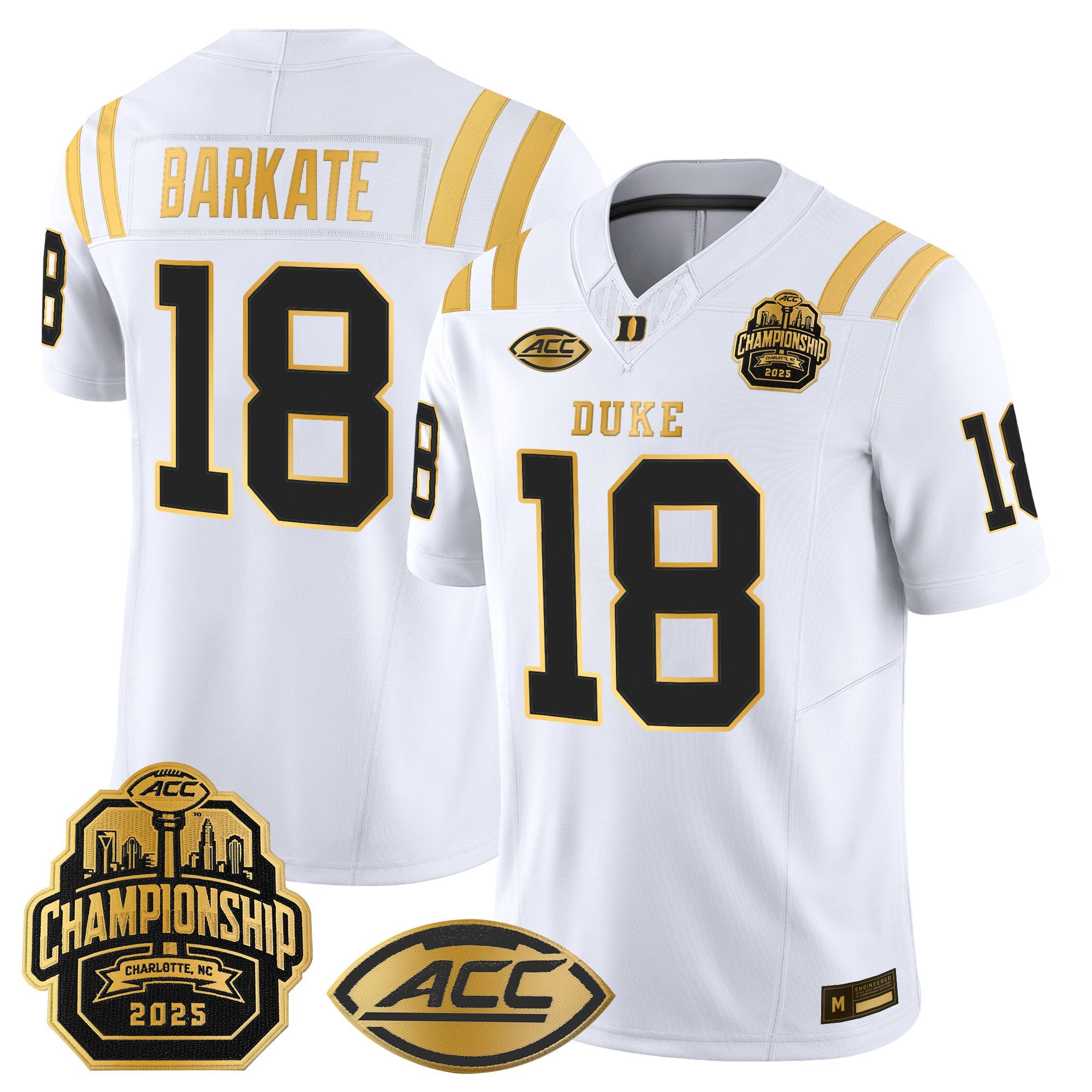 Men's Duke Blue Devils 2025 ACC Championship Gold Vapor Limited Jersey - All Stitched
