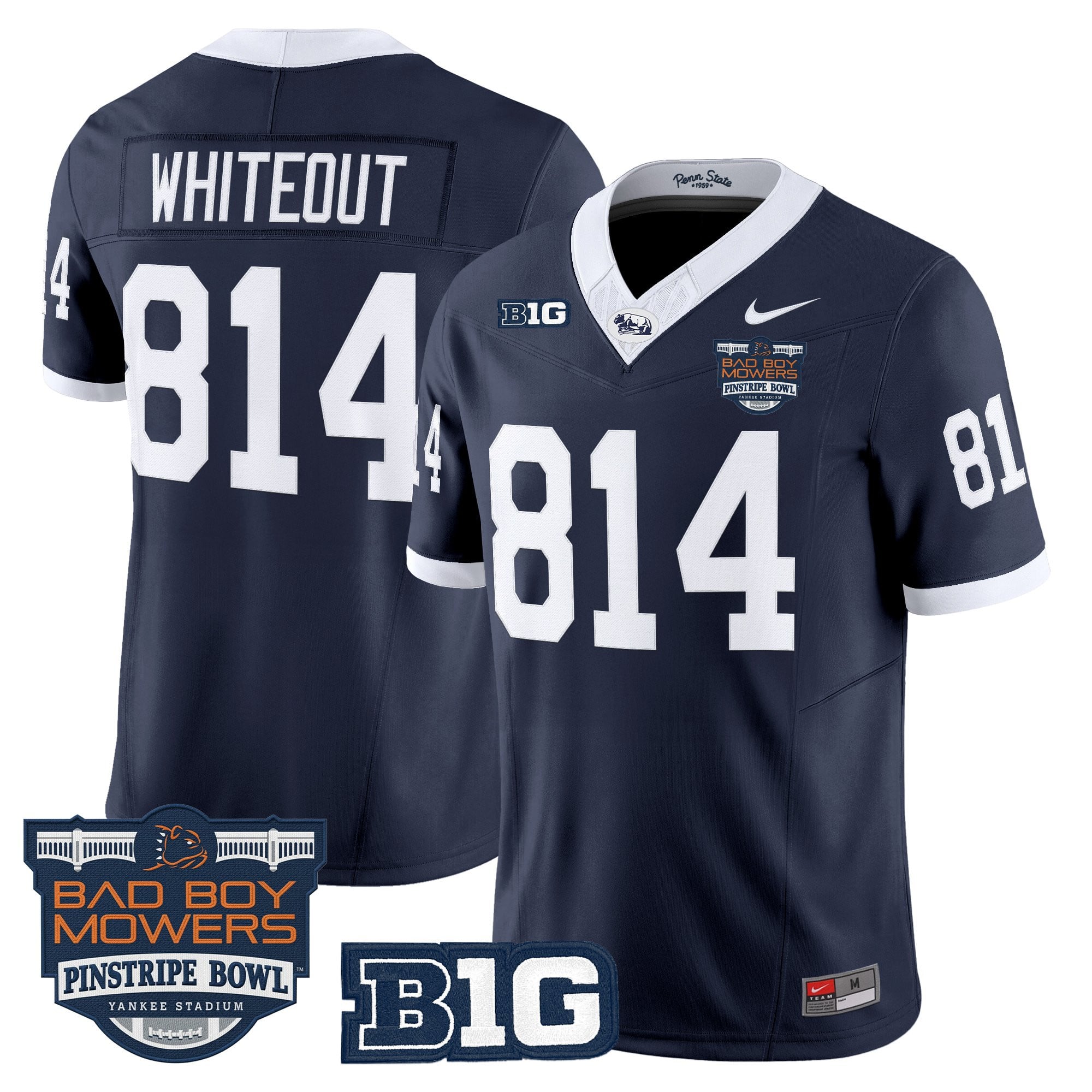 Men's Penn State Nittany Lions Throwback Vapor Limited Jersey - Pinstripe Bowl Patch - All Stitched