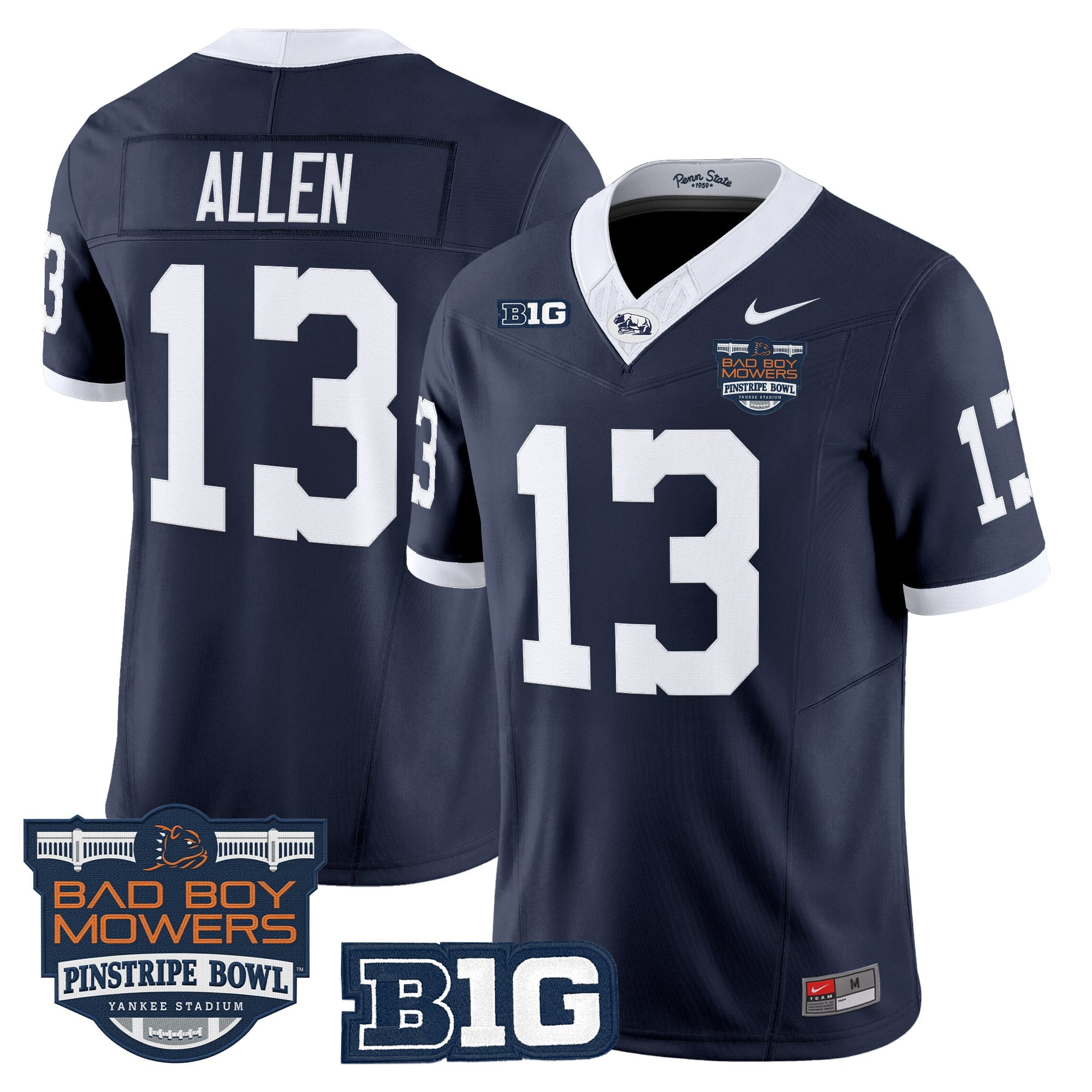 Men's Penn State Nittany Lions Throwback Vapor Limited Jersey - Pinstripe Bowl Patch - All Stitched