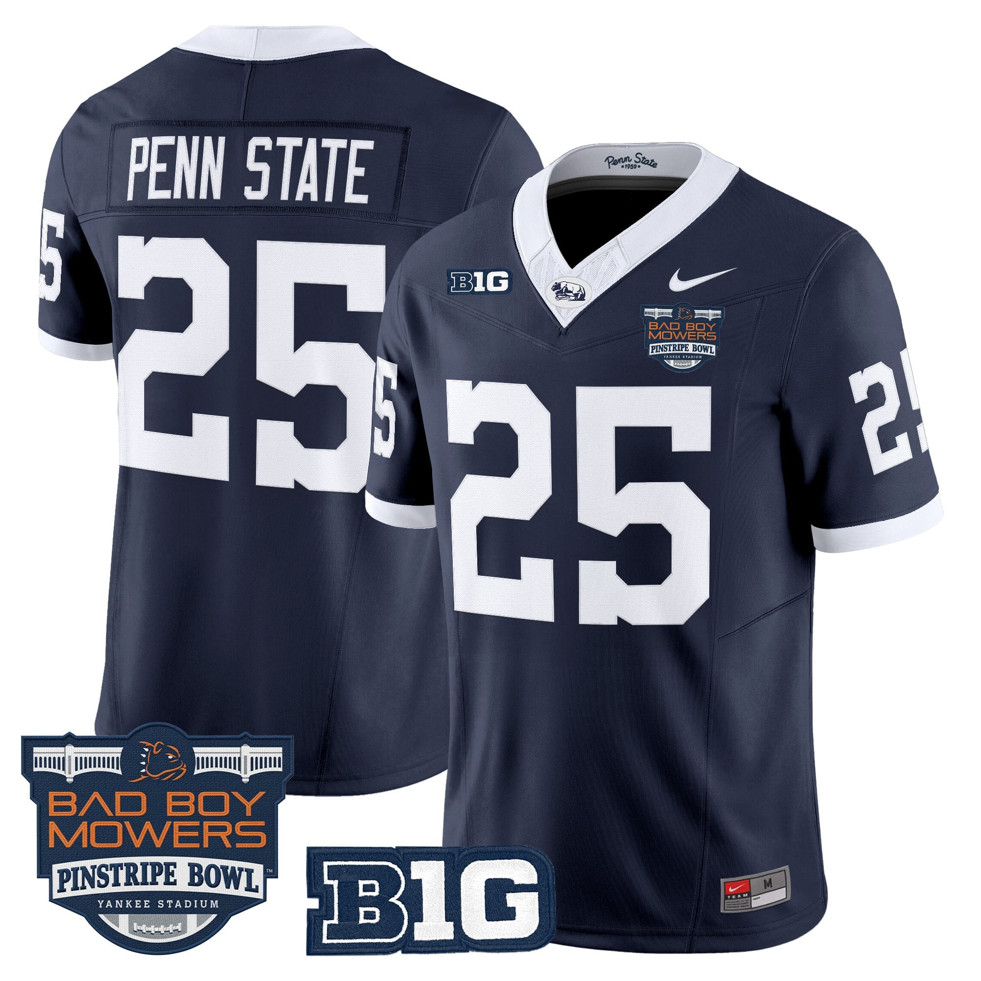 Men's Penn State Nittany Lions Throwback Vapor Limited Jersey - Pinstripe Bowl Patch - All Stitched