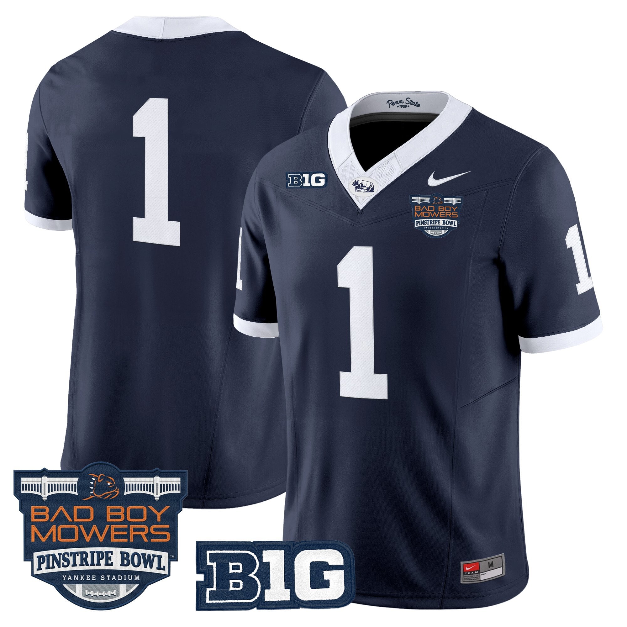 Men's Penn State Nittany Lions Throwback Vapor Limited Jersey - Pinstripe Bowl Patch - All Stitched