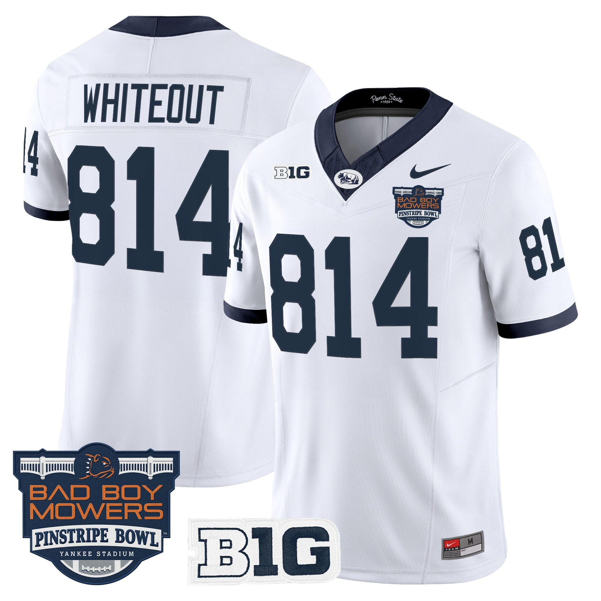 Men's Penn State Nittany Lions Throwback Vapor Limited Jersey - Pinstripe Bowl Patch - All Stitched