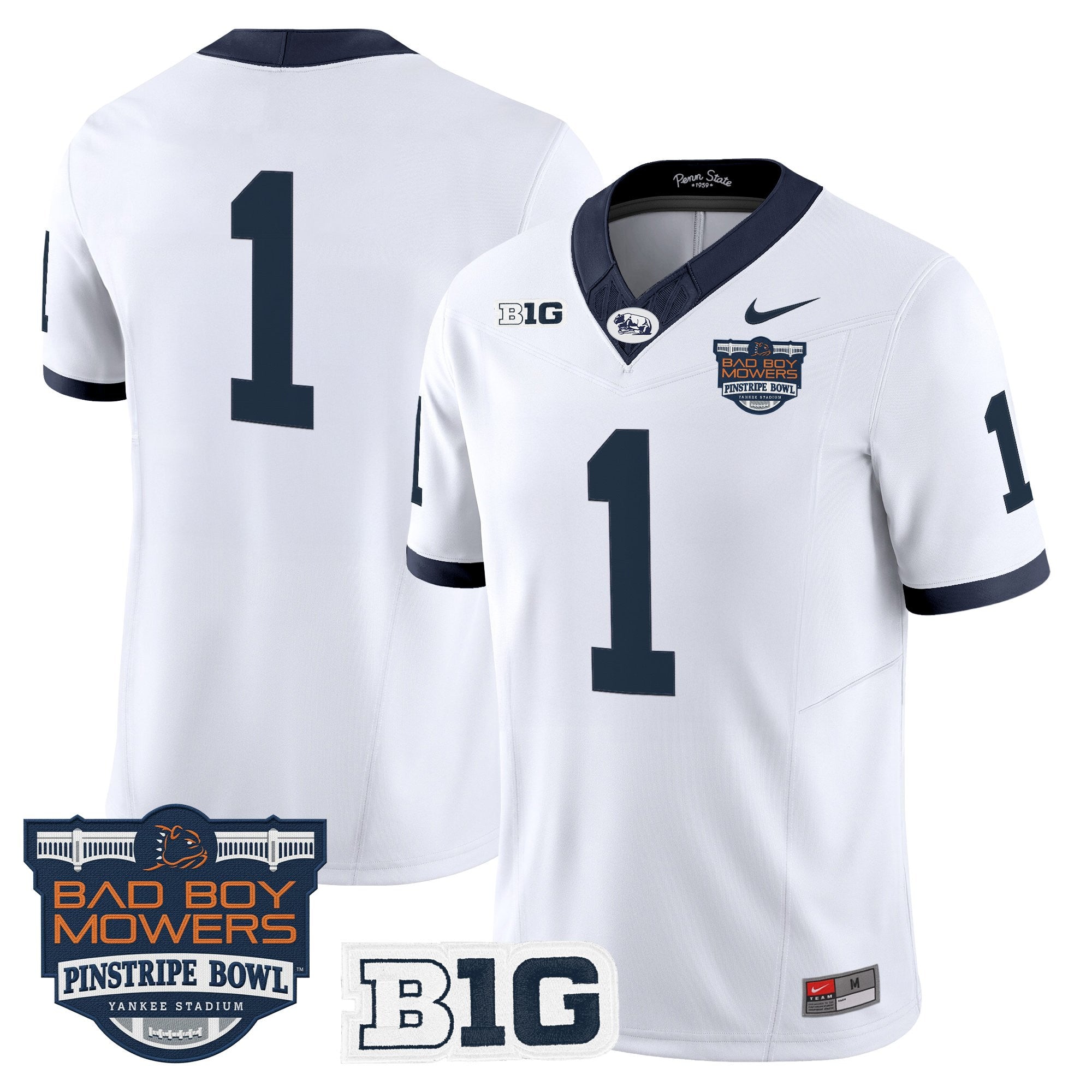 Men's Penn State Nittany Lions Throwback Vapor Limited Jersey - Pinstripe Bowl Patch - All Stitched