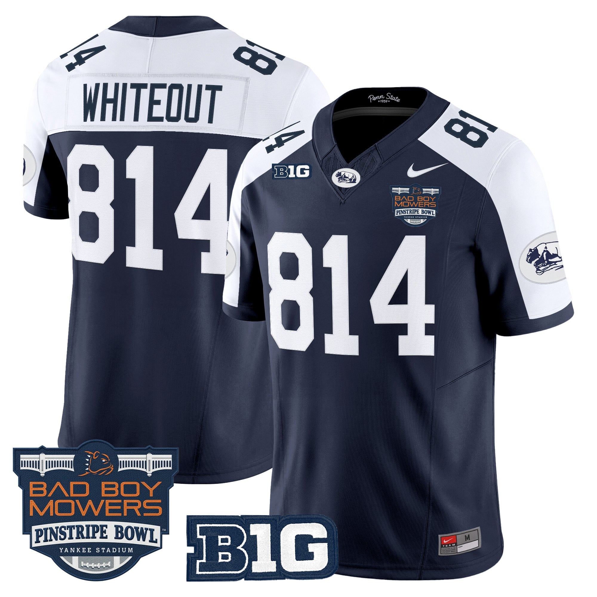 Men's Penn State Nittany Lions Throwback Vapor Limited Jersey - Pinstripe Bowl Patch - All Stitched