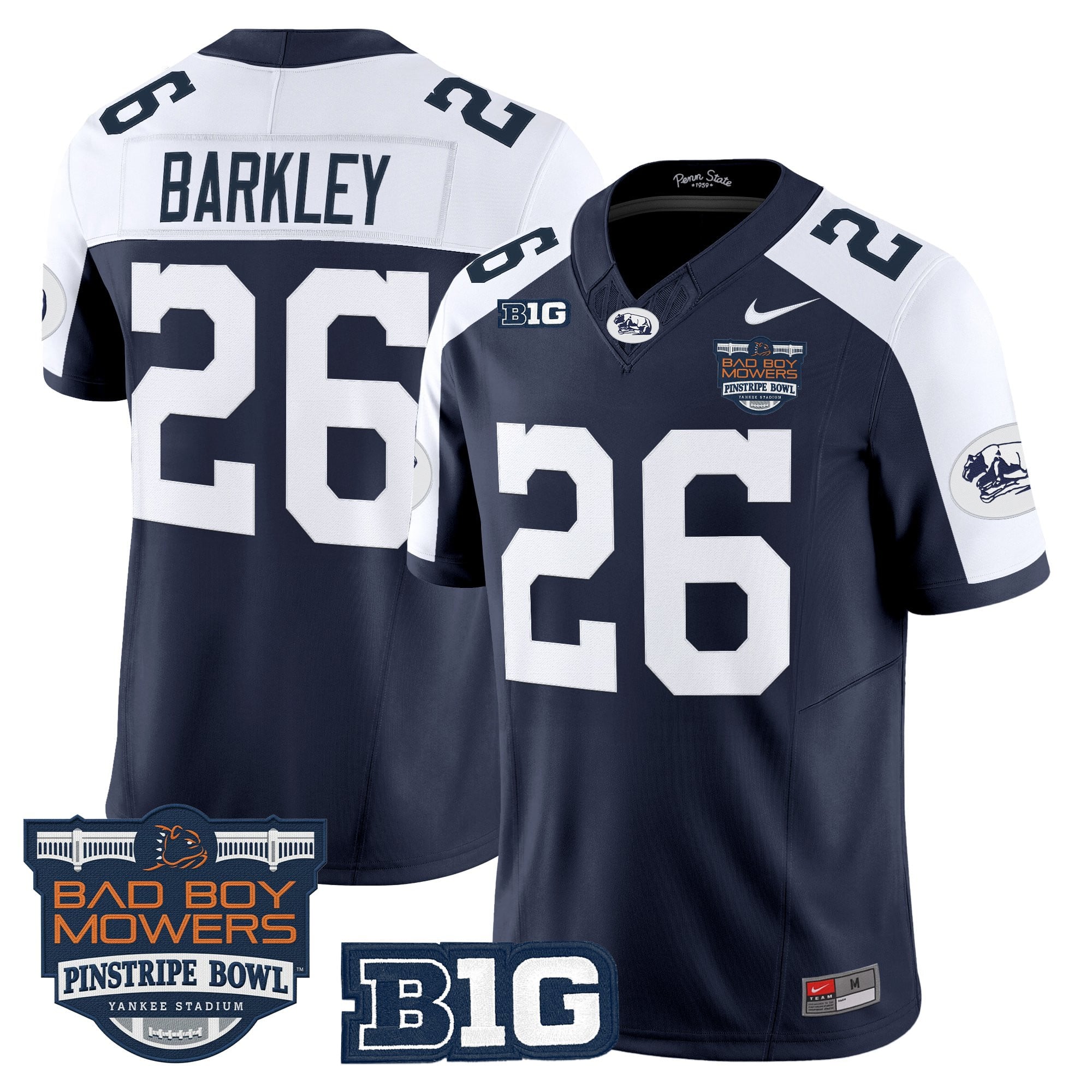 Men's Penn State Nittany Lions Throwback Vapor Limited Jersey - Pinstripe Bowl Patch - All Stitched