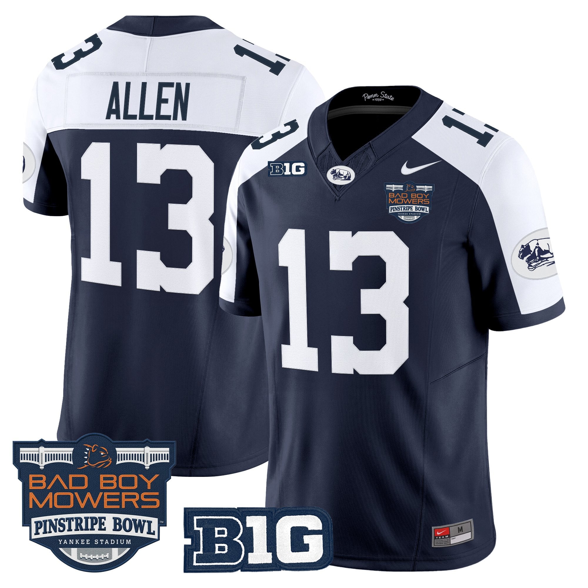 Men's Penn State Nittany Lions Throwback Vapor Limited Jersey - Pinstripe Bowl Patch - All Stitched