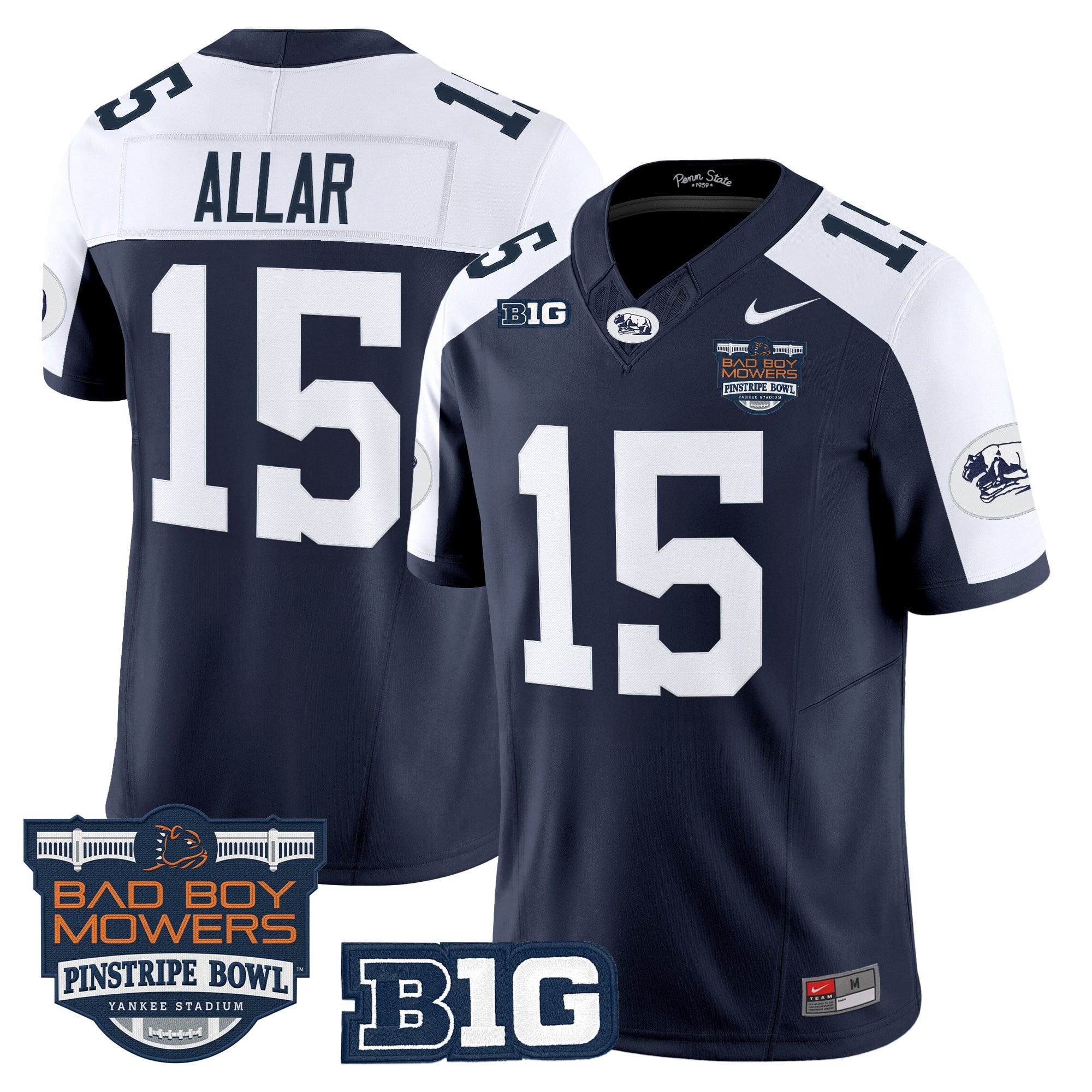 Men's Penn State Nittany Lions Throwback Vapor Limited Jersey - Pinstripe Bowl Patch - All Stitched