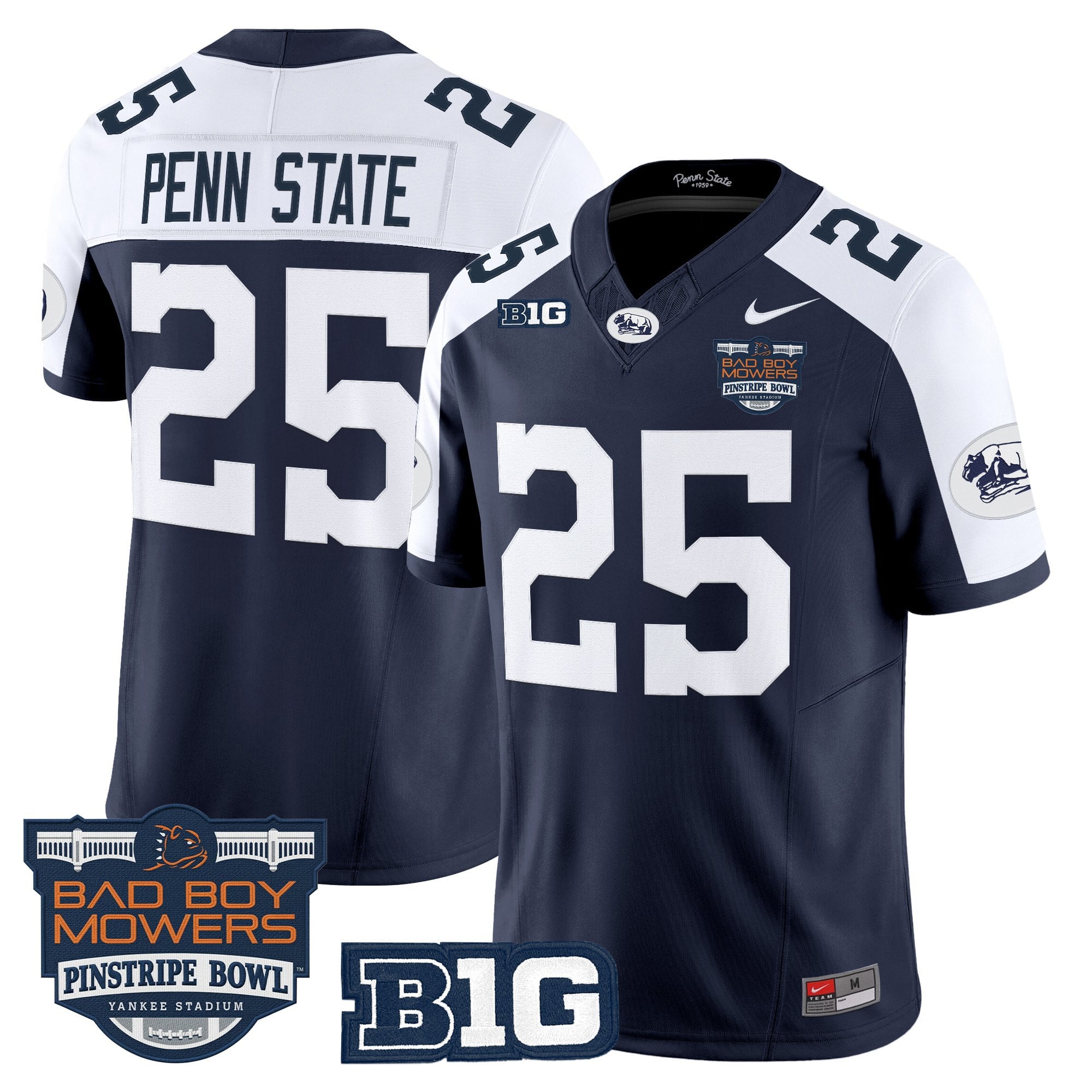 Men's Penn State Nittany Lions Throwback Vapor Limited Jersey - Pinstripe Bowl Patch - All Stitched