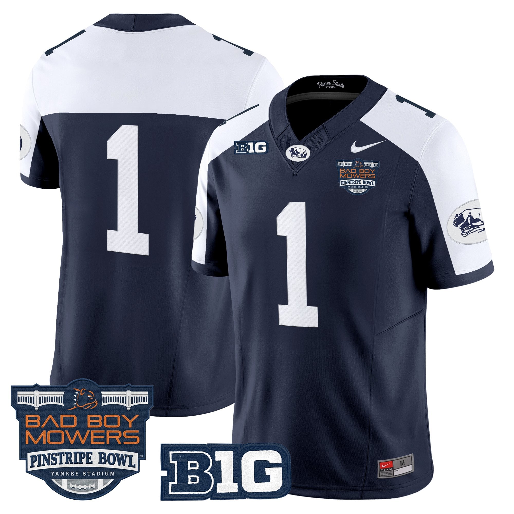 Men's Penn State Nittany Lions Throwback Vapor Limited Jersey - Pinstripe Bowl Patch - All Stitched