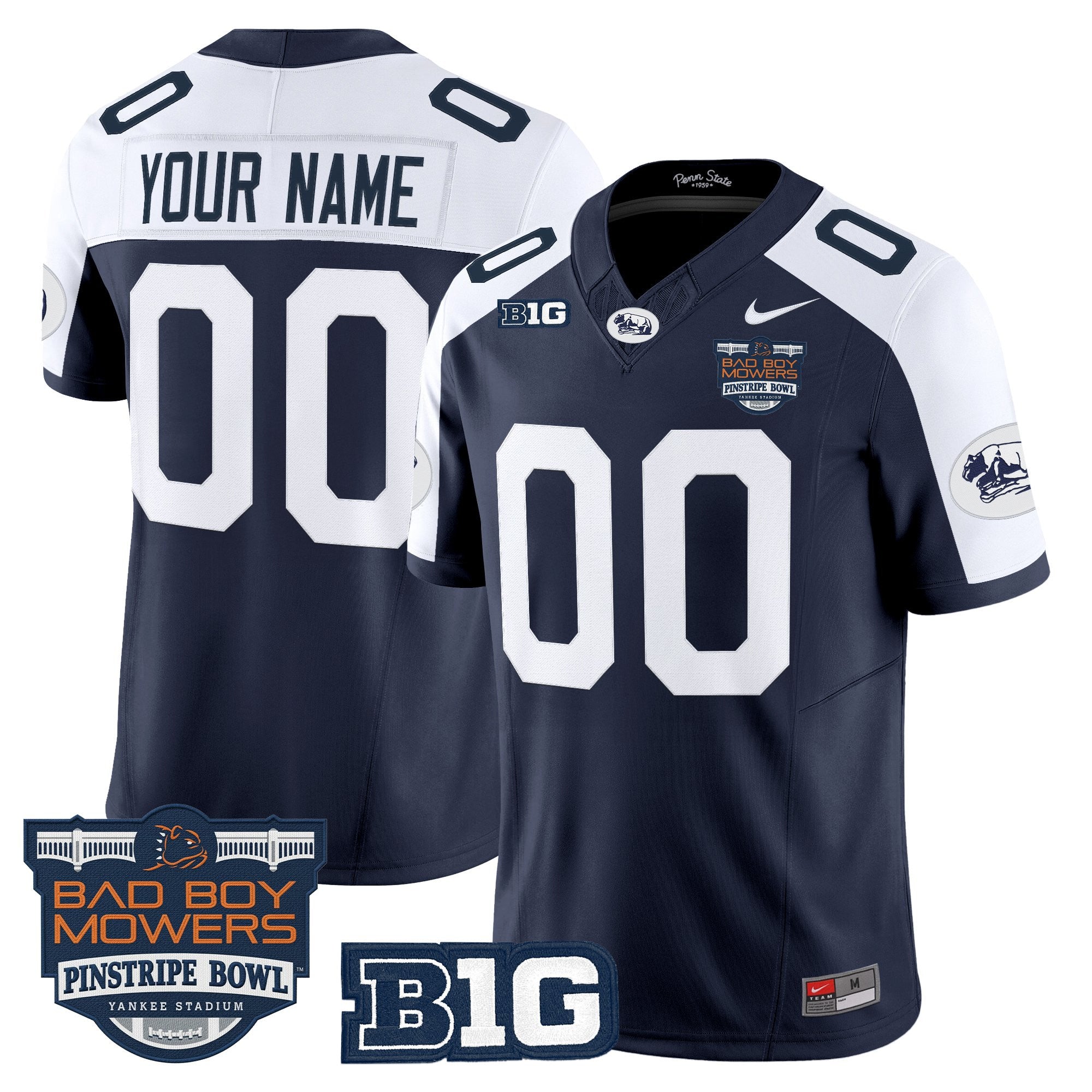 Penn State Nittany Lions Throwback Vapor Limited Custom Jersey - Pinstripe Bowl Patch - All Stitched